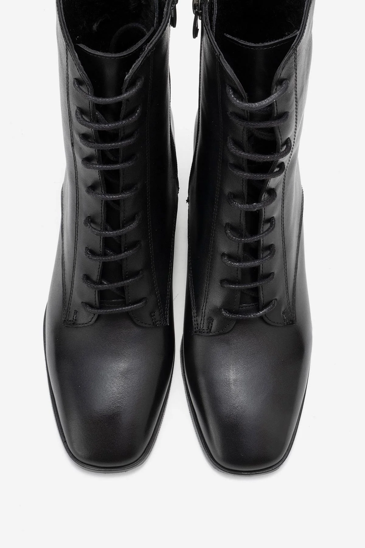 Sudy - Black Genuine Leather Lace-Up Block Heel Boot (Women) - Image 2