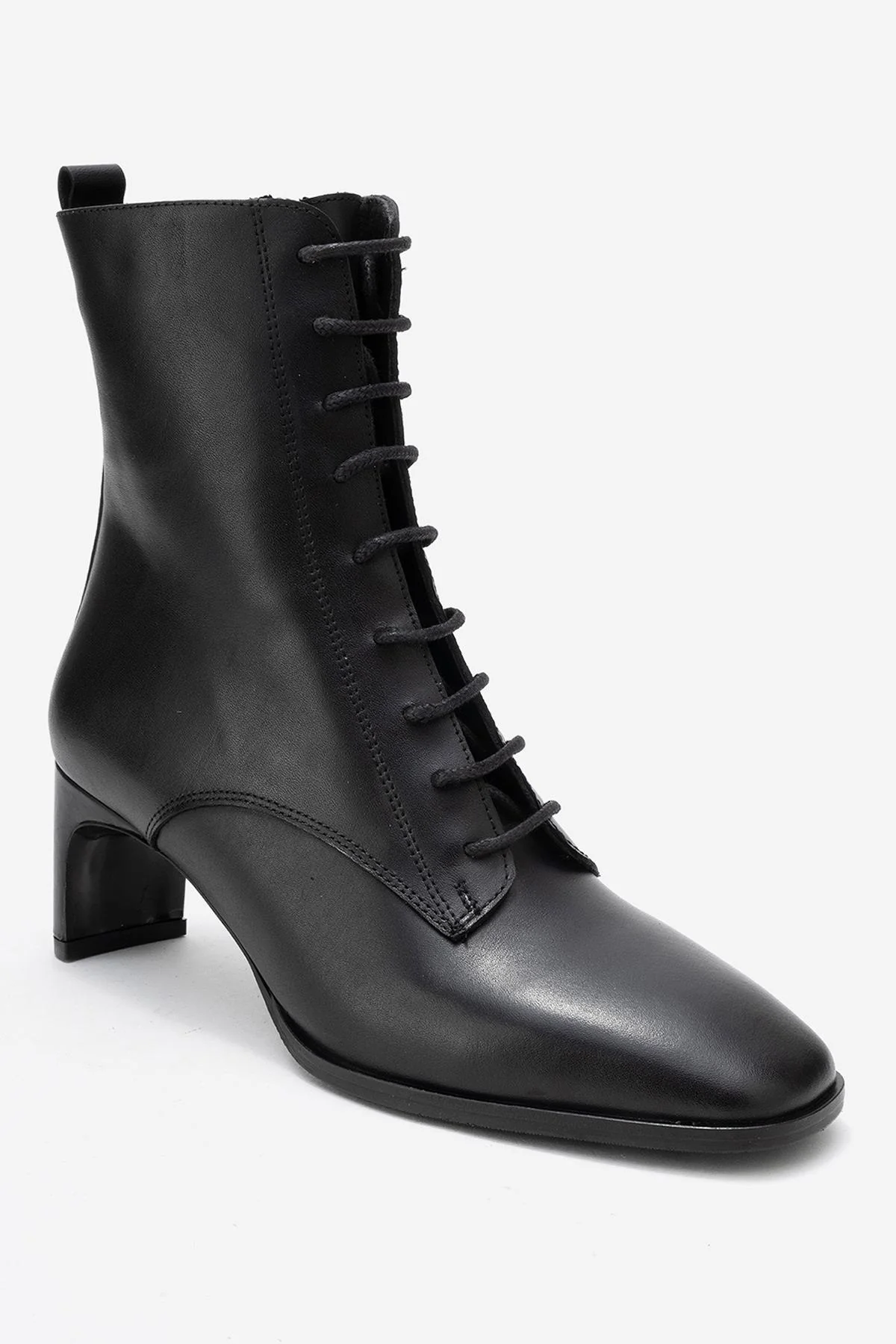 Sudy - Black Genuine Leather Lace-Up Block Heel Boot (Women) - Image 3