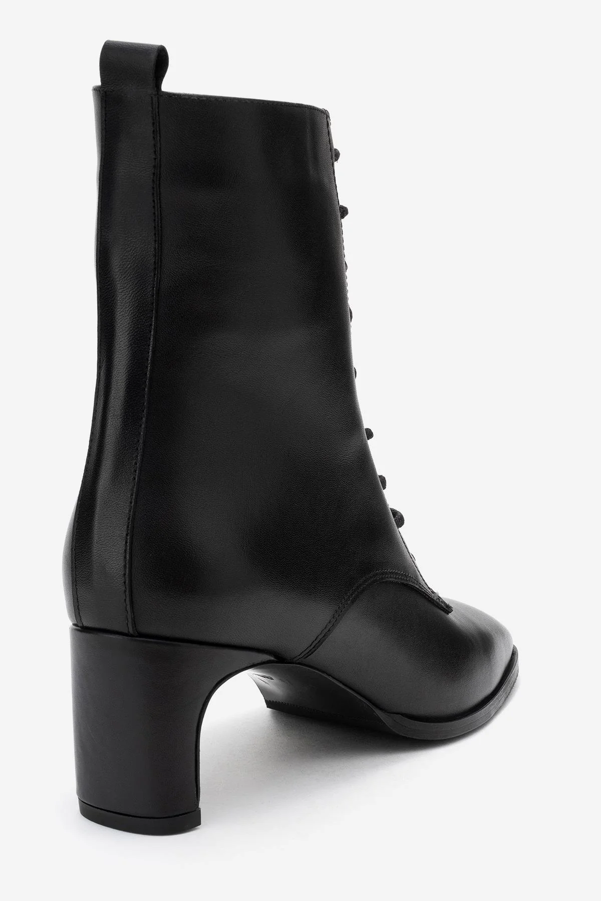 Sudy - Black Genuine Leather Lace-Up Block Heel Boot (Women) - Image 5