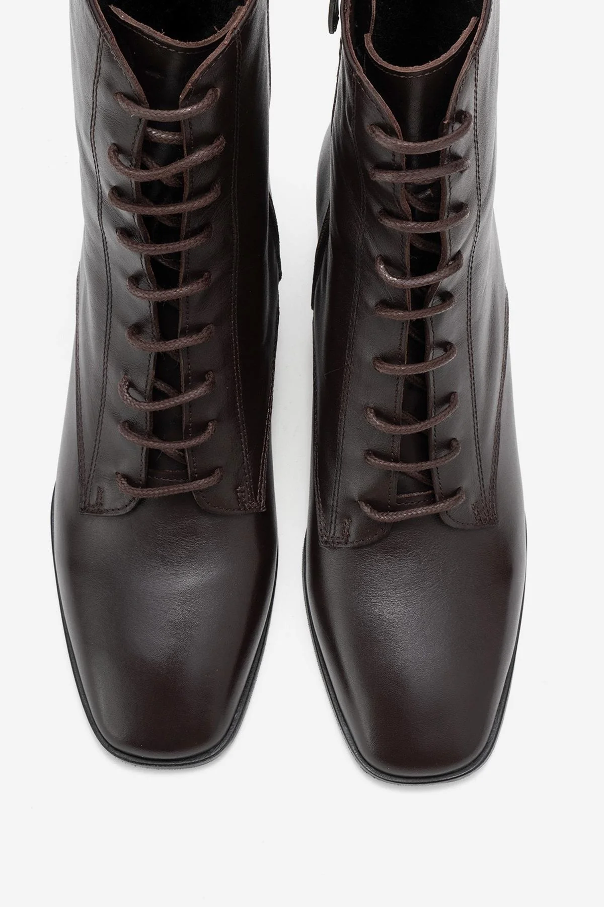 Sudy - Brown Genuine Leather Lace-Up Block Heel Boot (Women) - Image 2