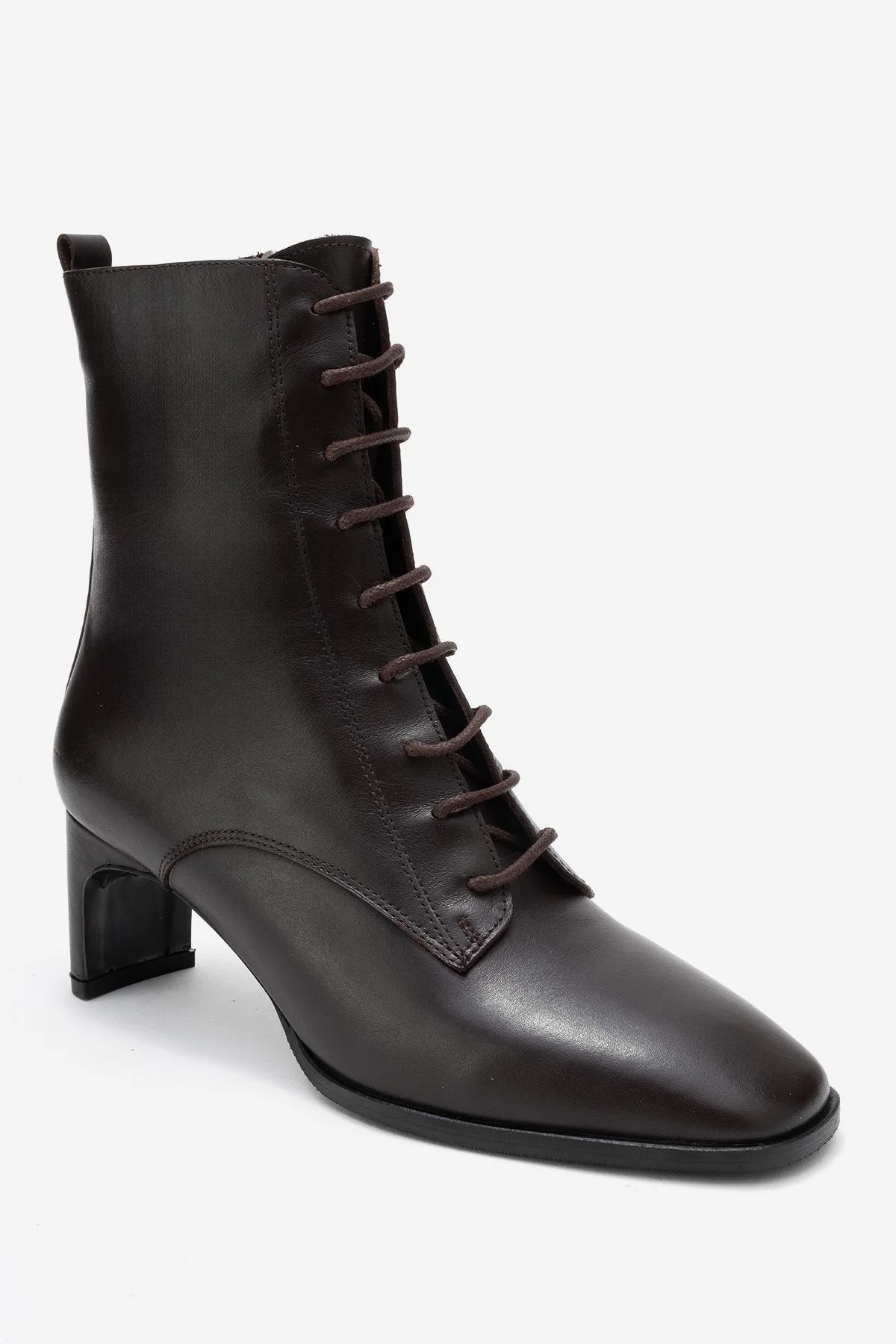 Sudy - Brown Genuine Leather Lace-Up Block Heel Boot (Women) - Image 3