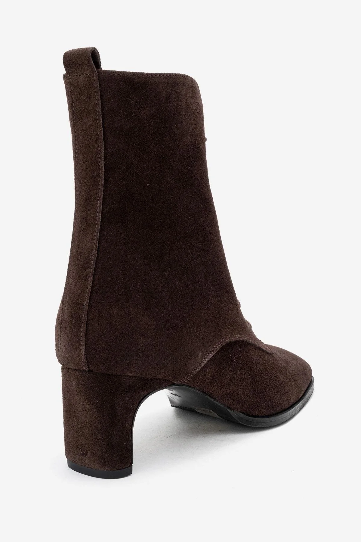 SUDY - Brown Suede Genuine Leather Lace-Up Block Heel Boot (Women) - Image 5