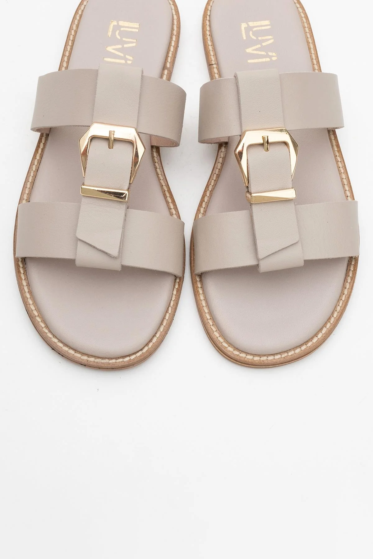Sveta - Light Beige Leather Buckled Sandal (Women) - Image 2
