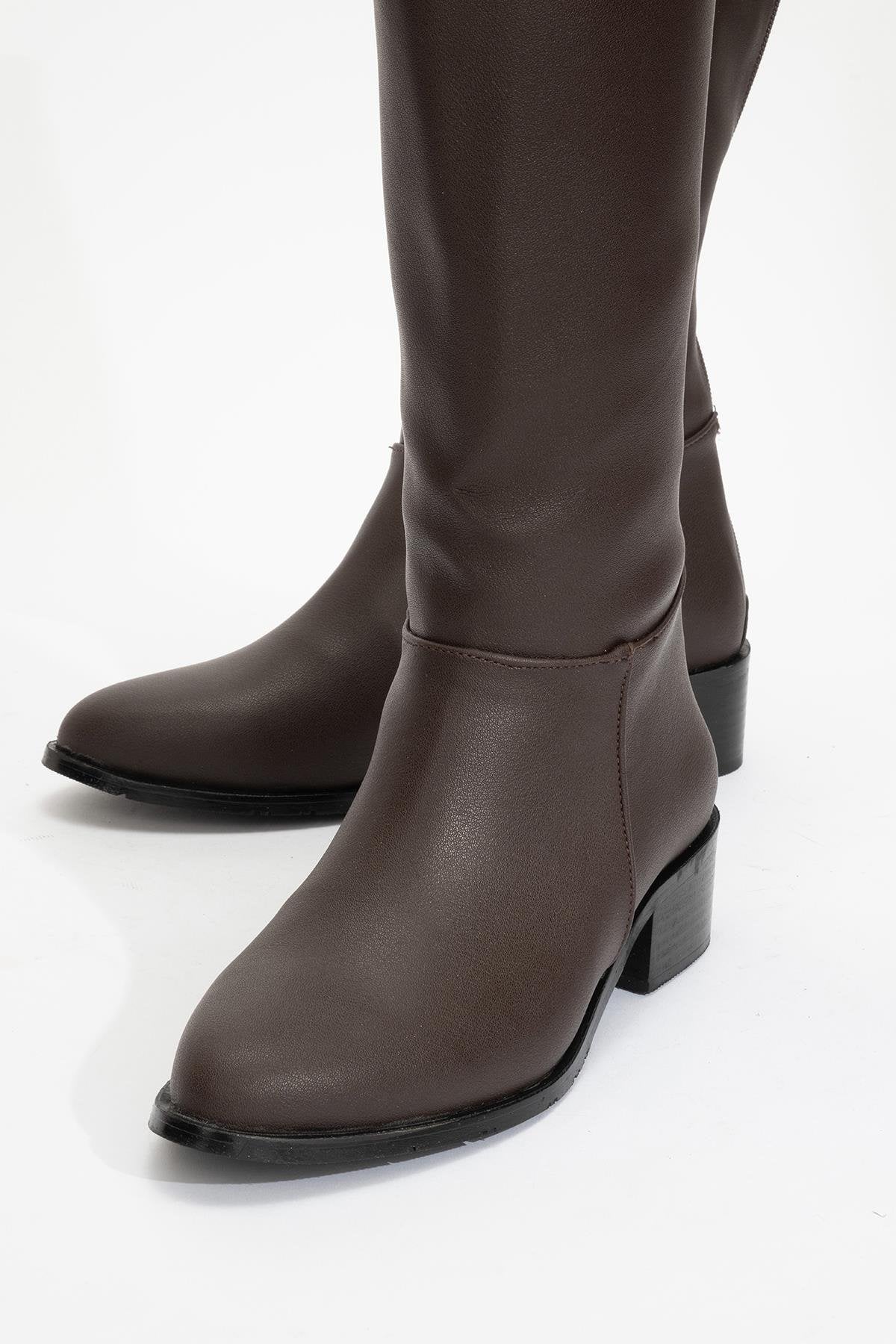 Svetlo - Brown Back-Zip Knee-High Boot (Women) - Image 3