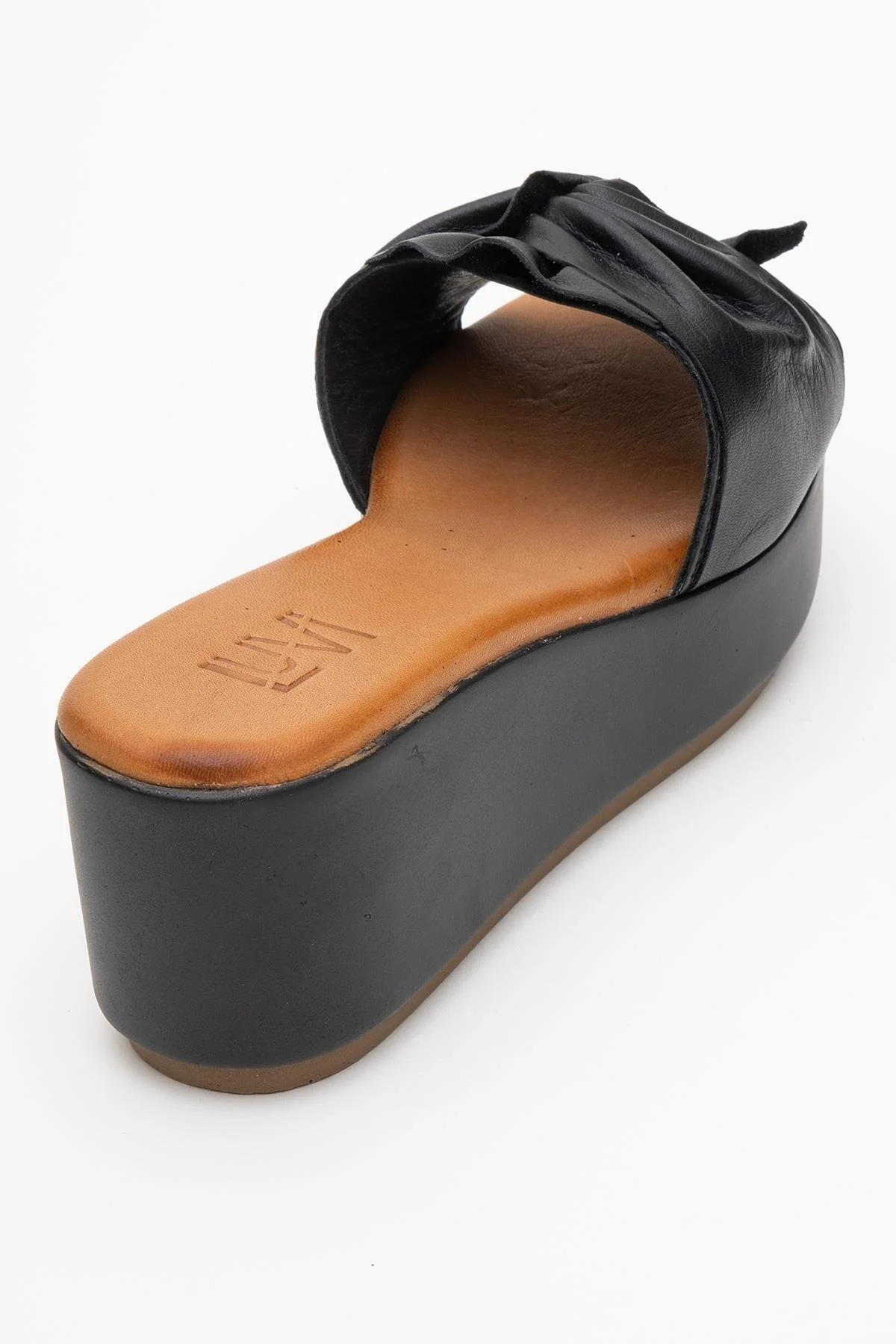Syndra - Black Bow Wedge Leather Sandal (Women) - Image 5