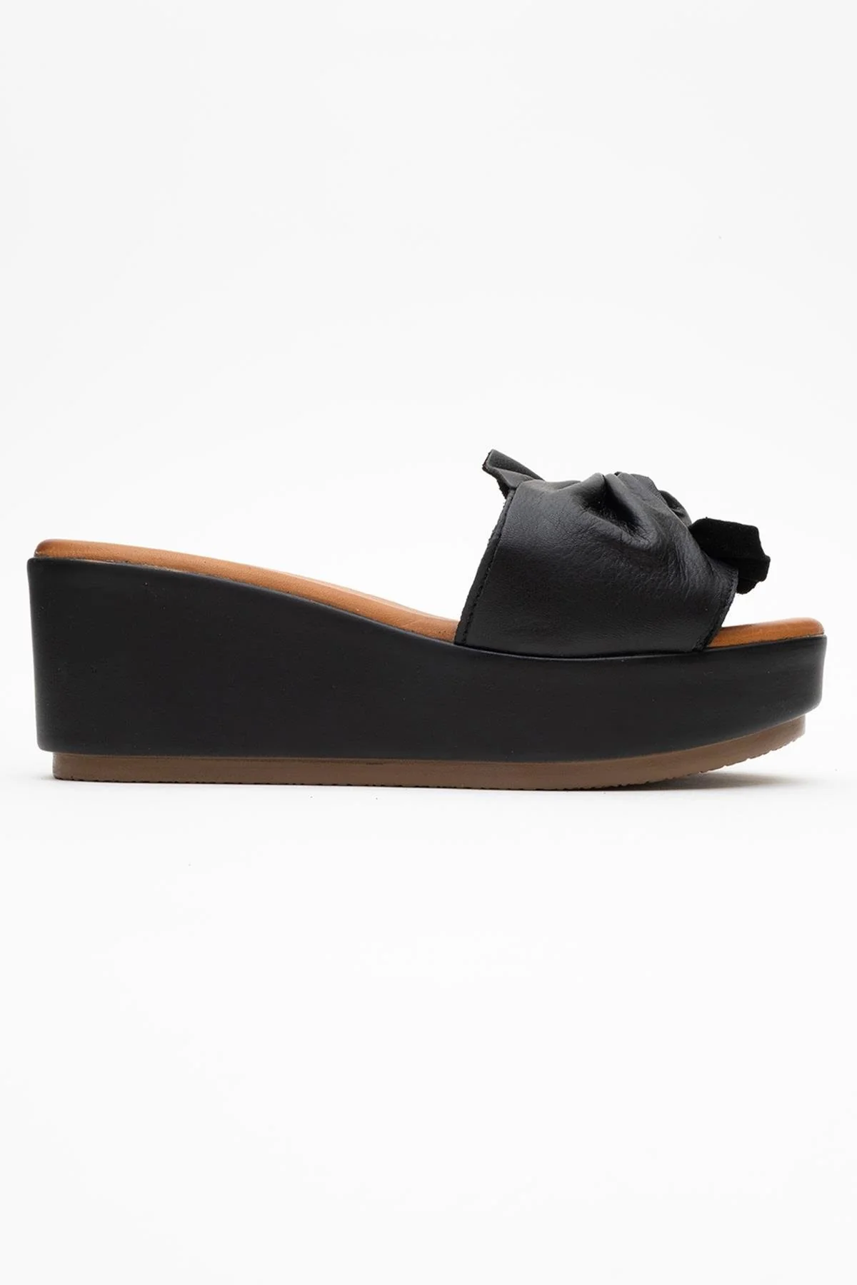 Syndra - Black Bow Wedge Leather Sandal (Women) - Image 6