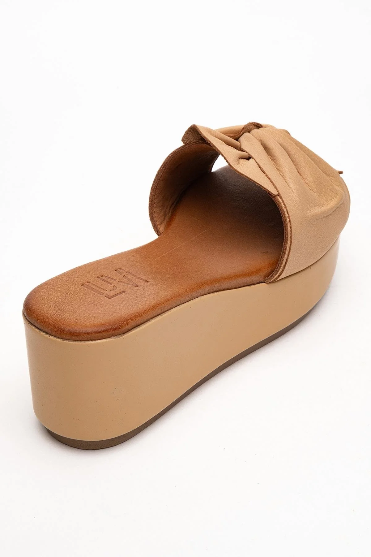 Syndra - Dark Beige Bow Wedge Leather Sandal (Women) - Image 5