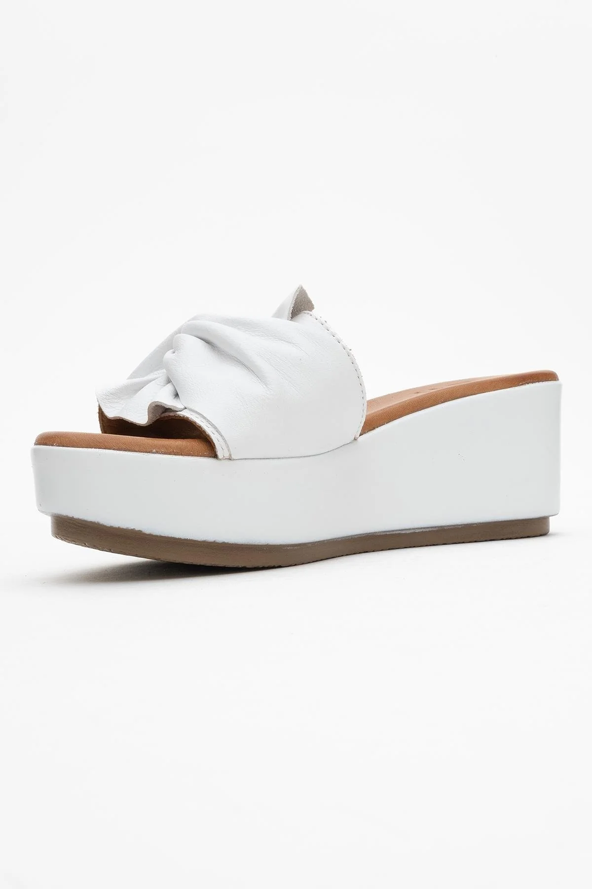 Syndra - White Bow Wedge Leather Sandal (Women) - Image 4