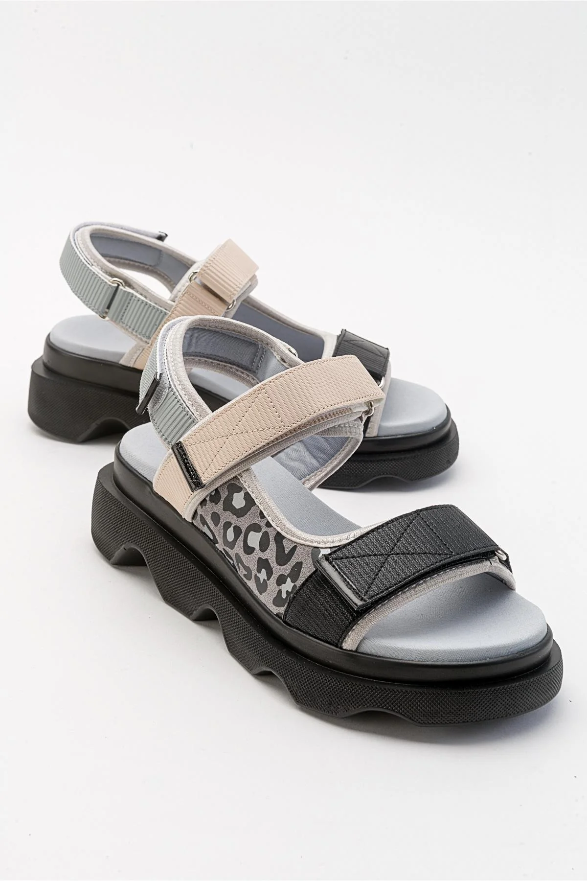 Tedy - Black-Grey Patterned Sandal (Women)