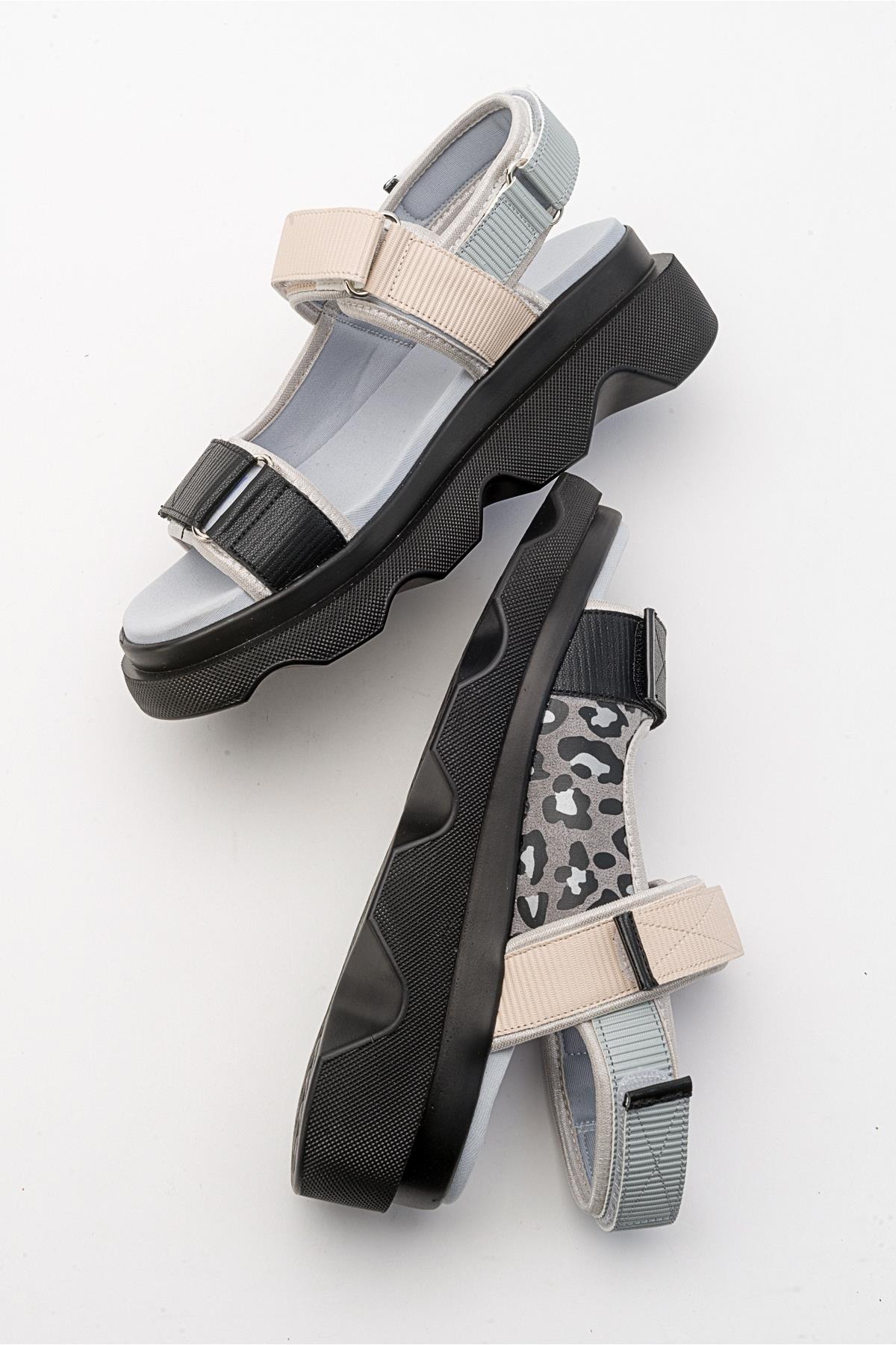 Tedy - Black-Grey Patterned Sandal (Women) - Image 4