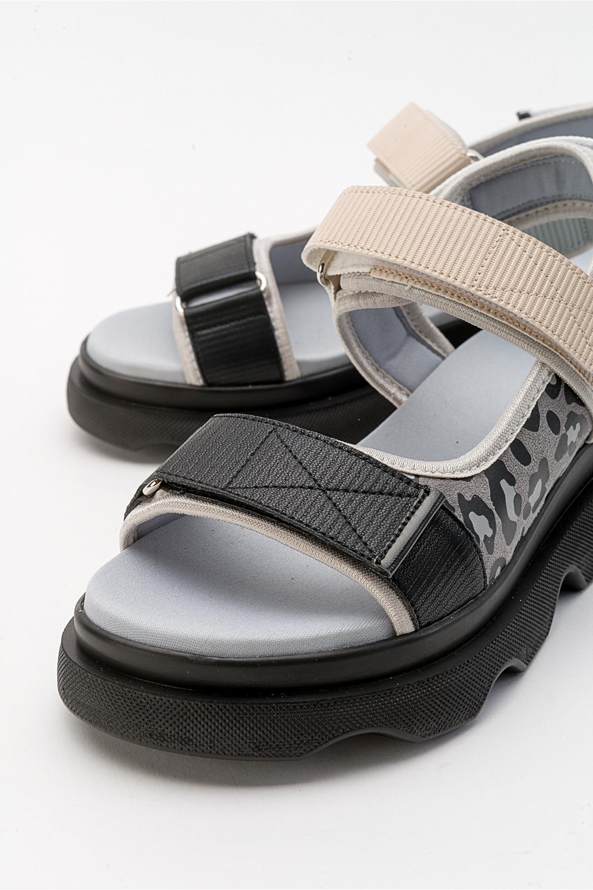 Tedy - Black-Grey Patterned Sandal (Women) - Image 5