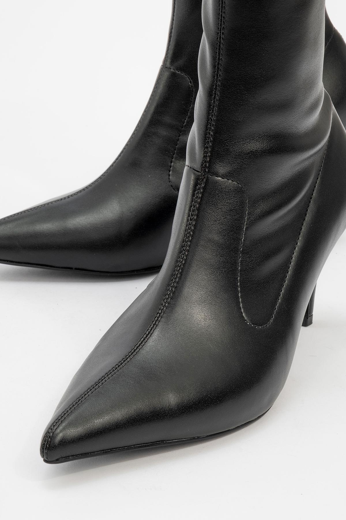 Thalin - Black Pointed Toe Side-Zip Stiletto Heel Boot (Women) - Image 3