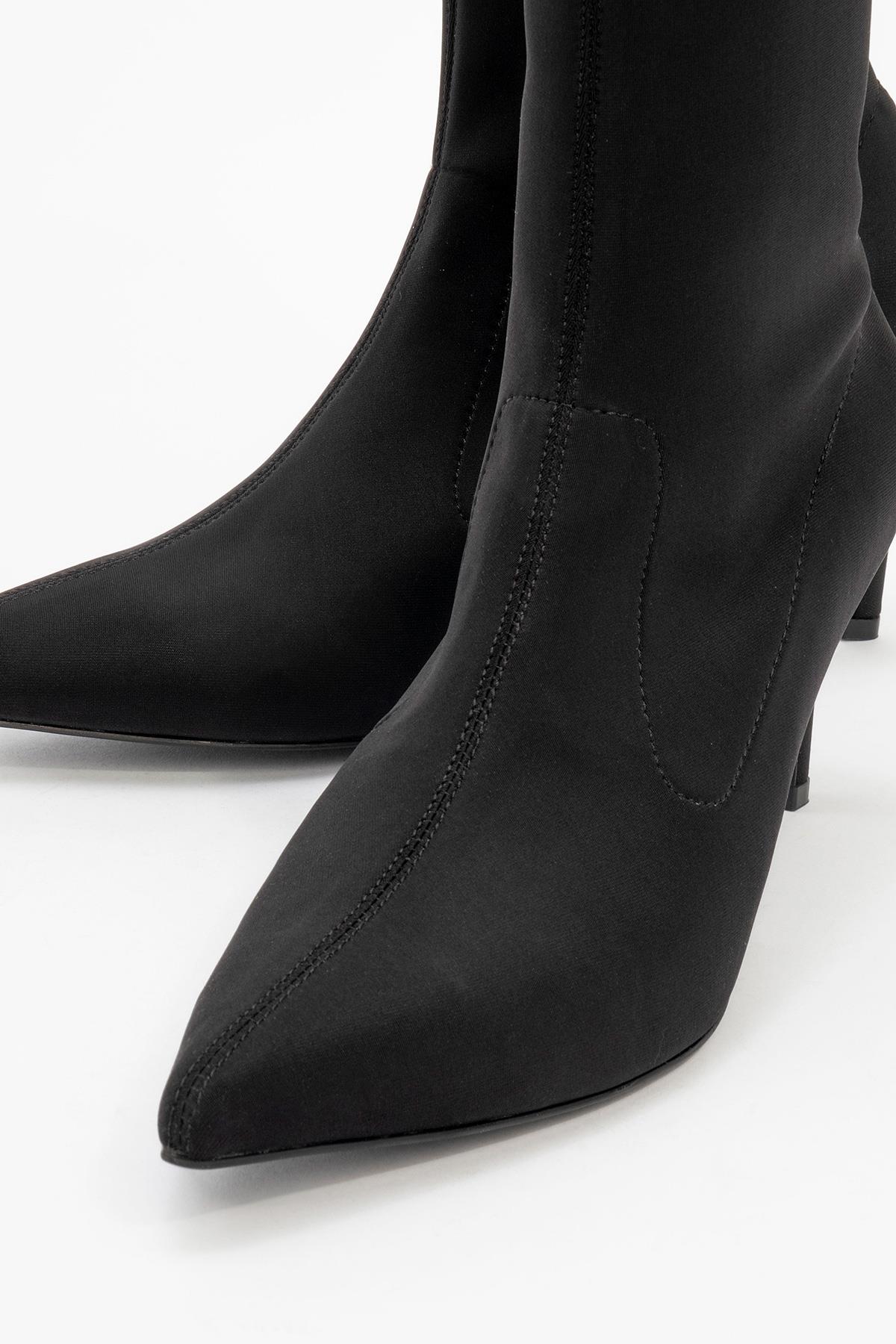 Thalin - Black Stretch Pointed Toe Slim Heel Boot (Women) - Image 3