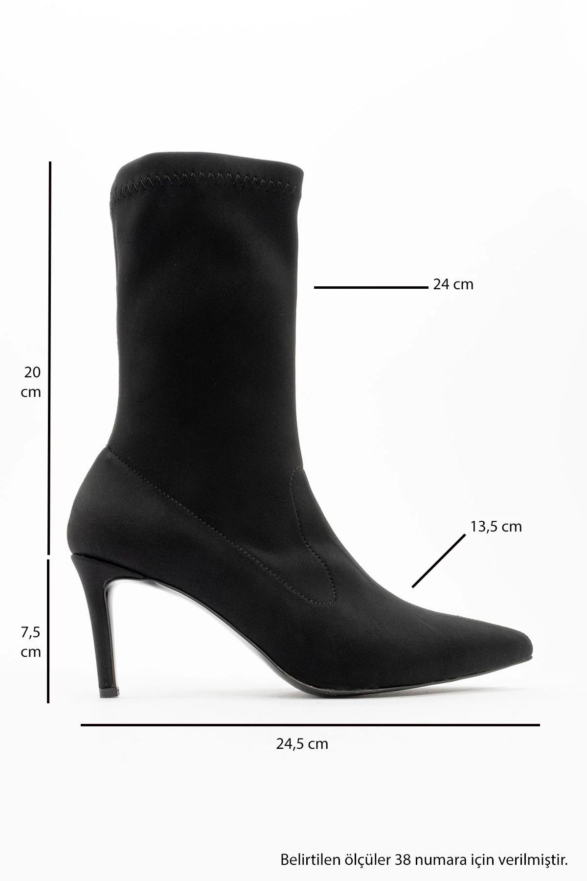 Thalin - Black Stretch Pointed Toe Slim Heel Boot (Women) - Image 4