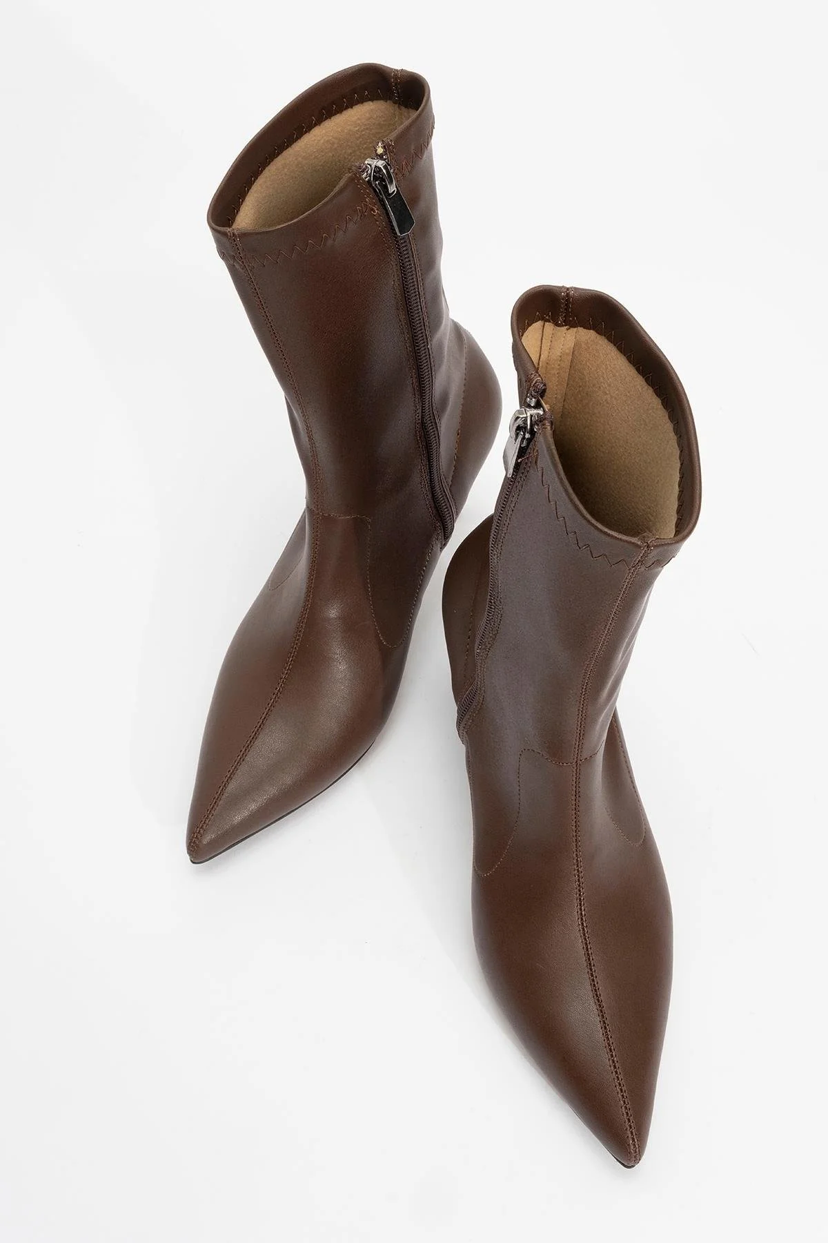 Thalin - Brown Pointed Toe Side Zip Slim Heel Boot (Women) - Image 2