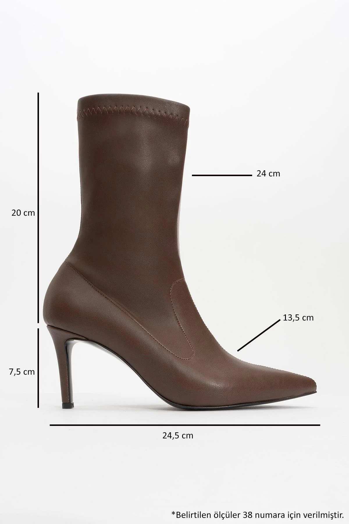 Thalin - Brown Pointed Toe Side Zip Slim Heel Boot (Women) - Image 4