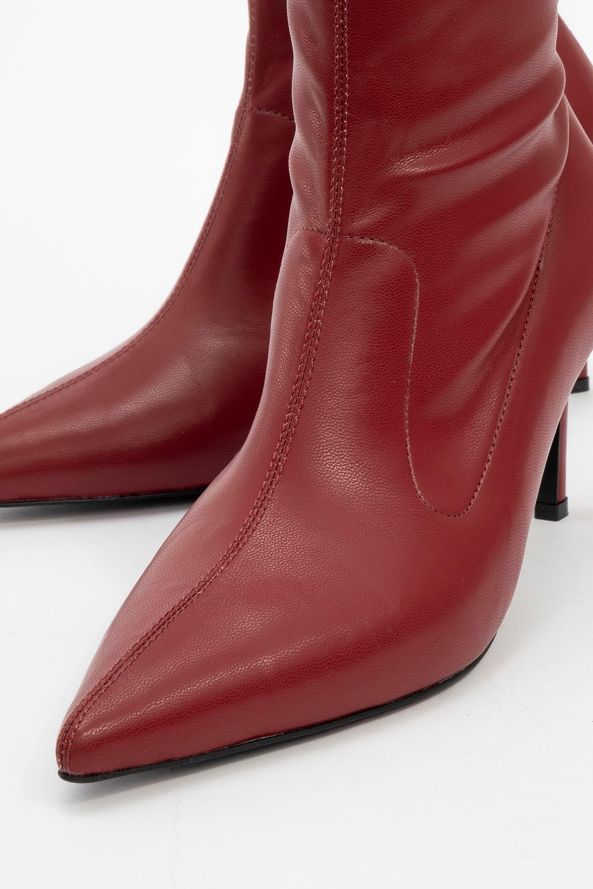 Thalin - Burgundy Pointed Toe Side-Zip Stiletto Heel Boot (Women) - Image 3