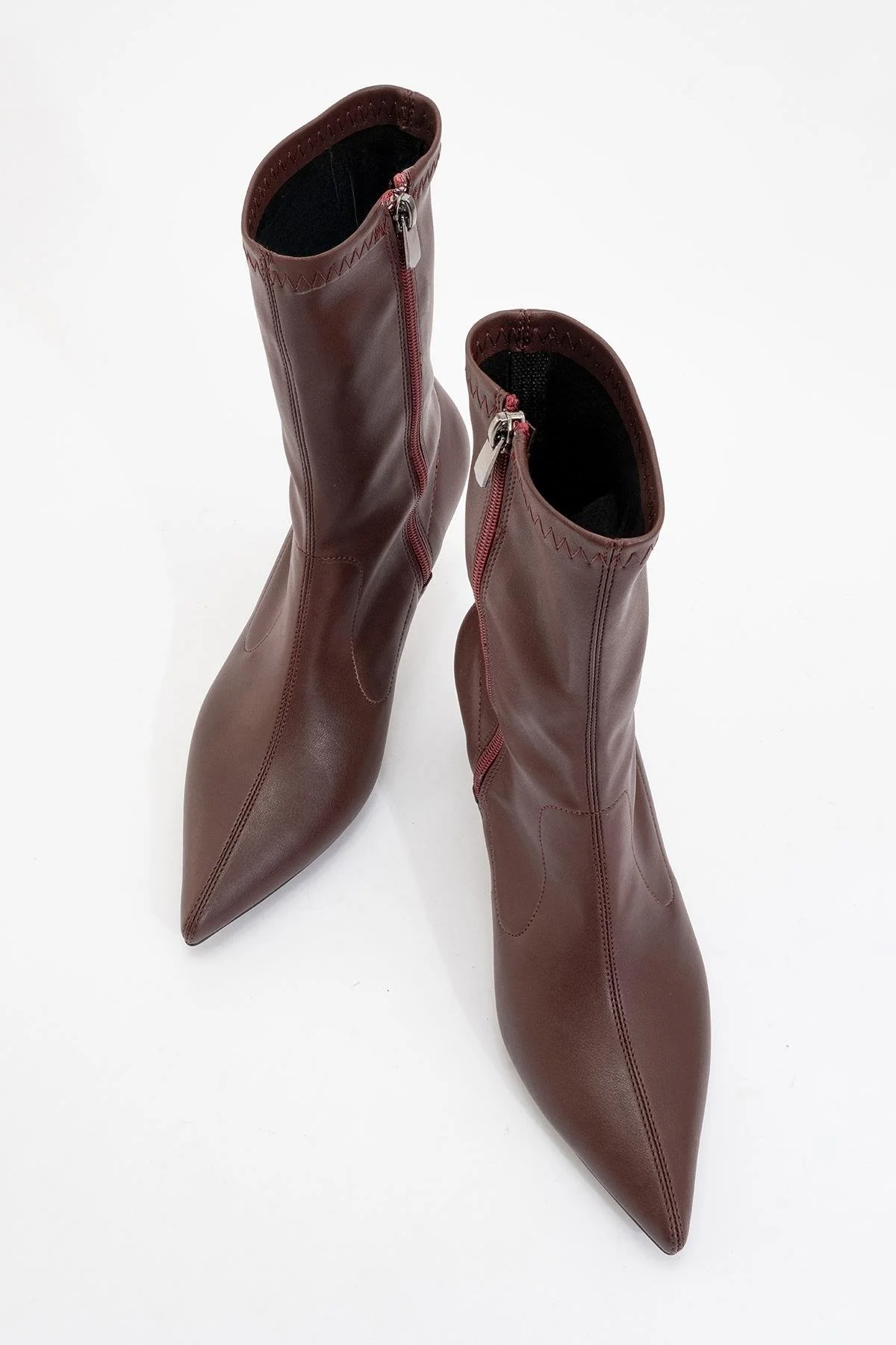 Thalin - Burgundy Pointed Toe Stiletto Boot (Women) - Image 2