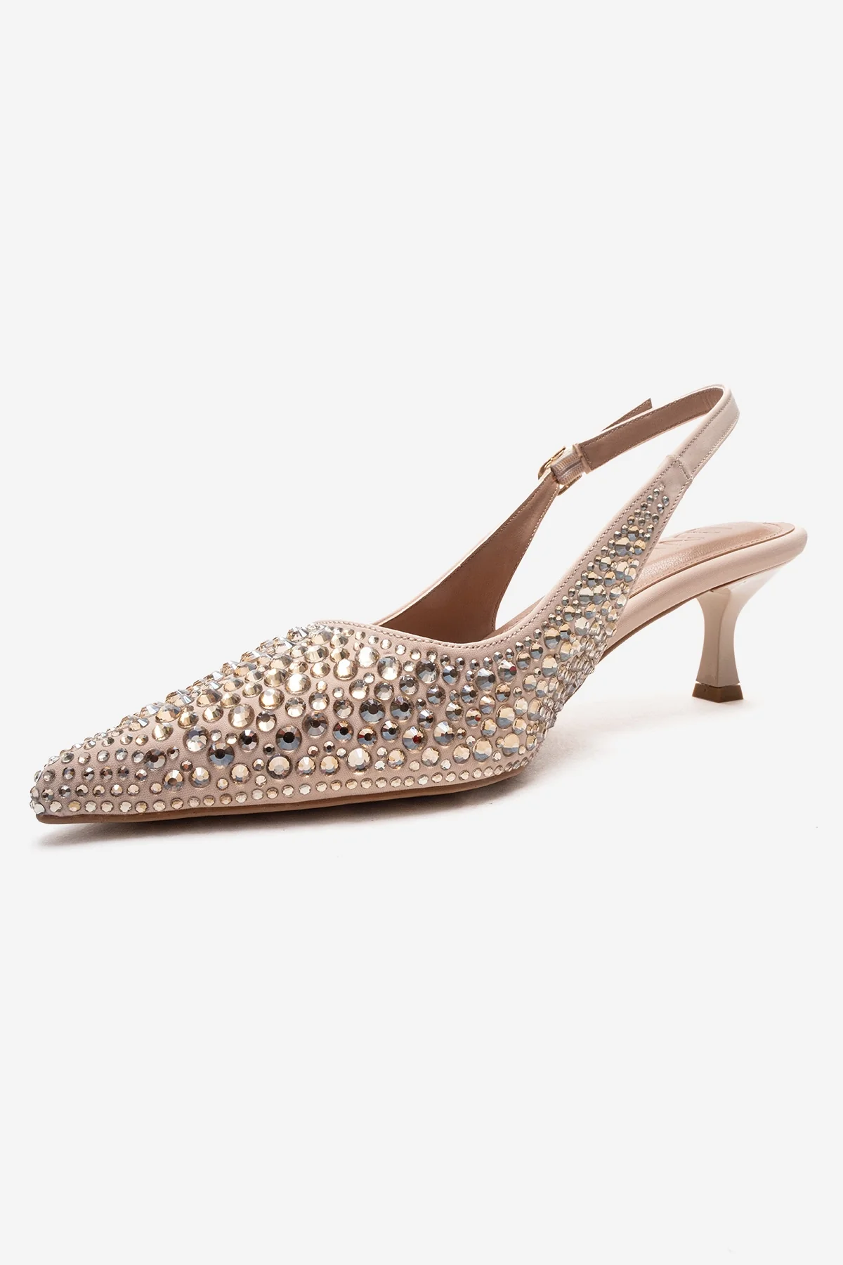 THEA - Nude Genuine Leather Gold-Crystal-Embellished Kitten Heel (Women) - Image 6