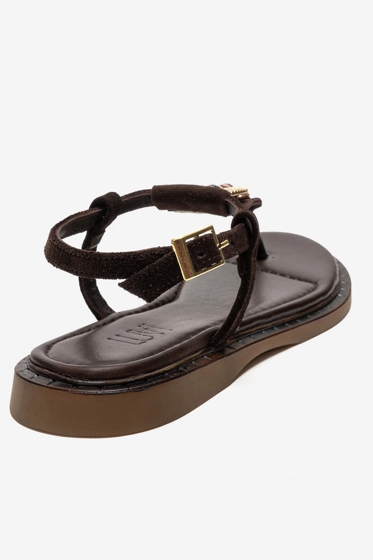 TIANA - Brown Genuine Leather Buckled Toe-Post Sandal (Women) - Image 5