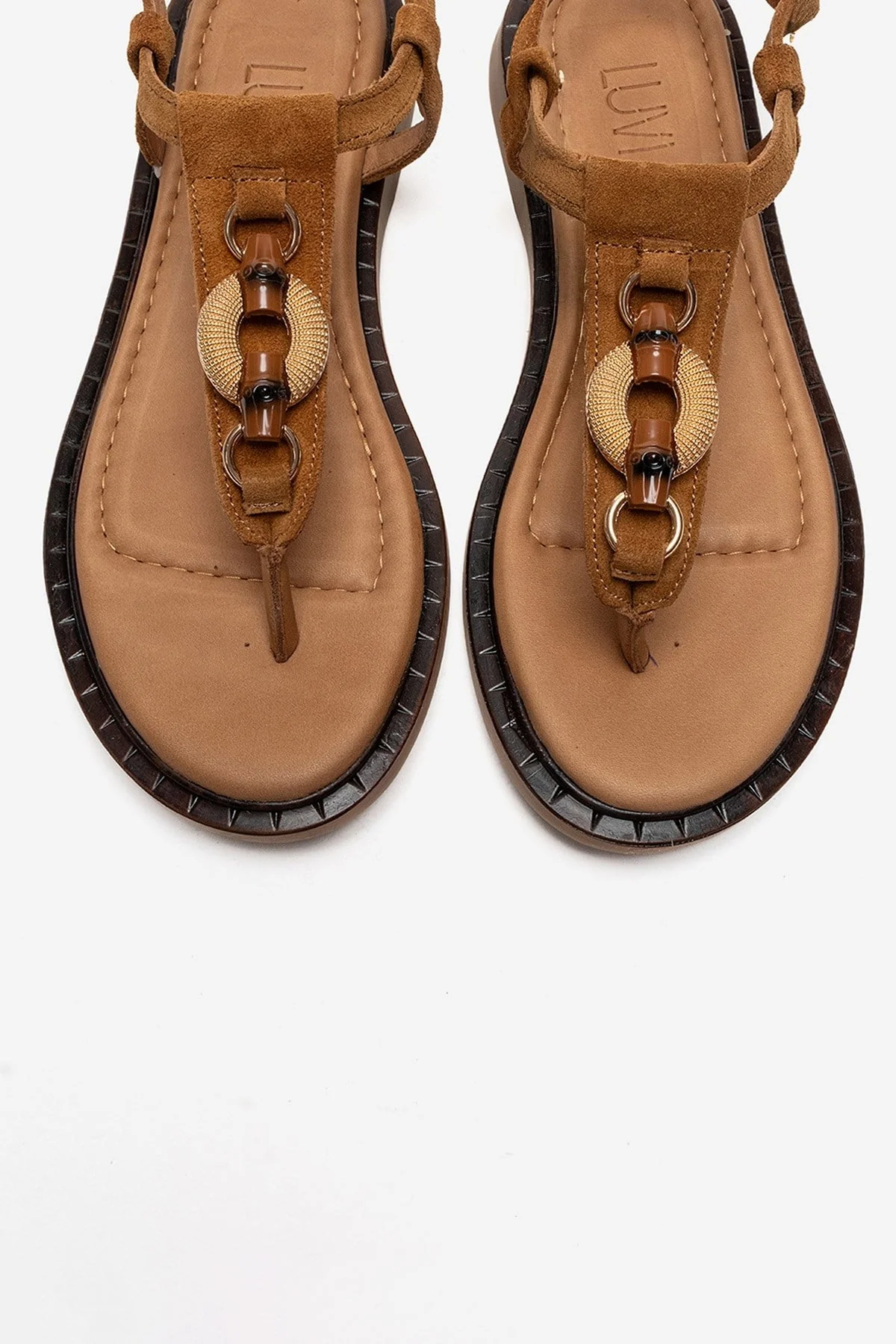 TIANA - Cognac Genuine Leather Buckled Toe-Post Sandal (Women) - Image 2