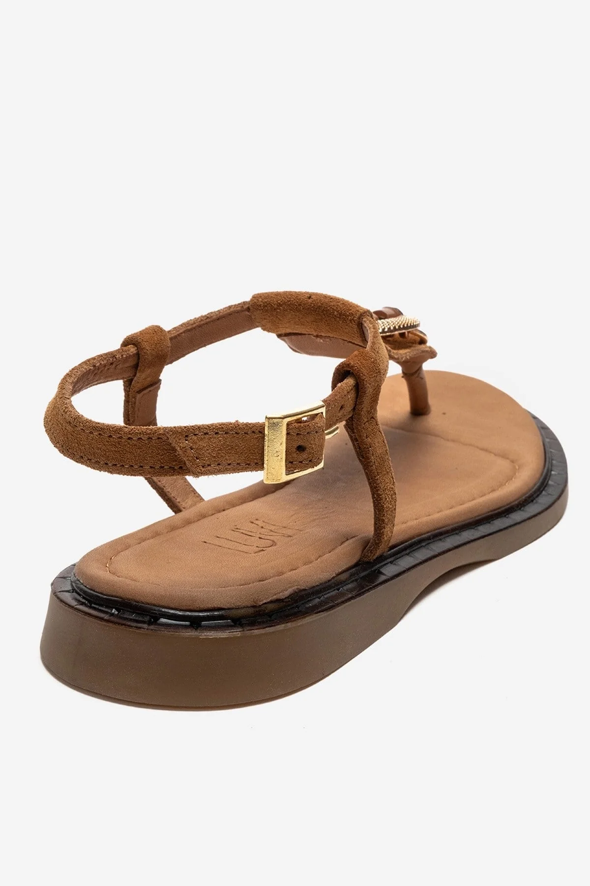 TIANA - Cognac Genuine Leather Buckled Toe-Post Sandal (Women) - Image 5