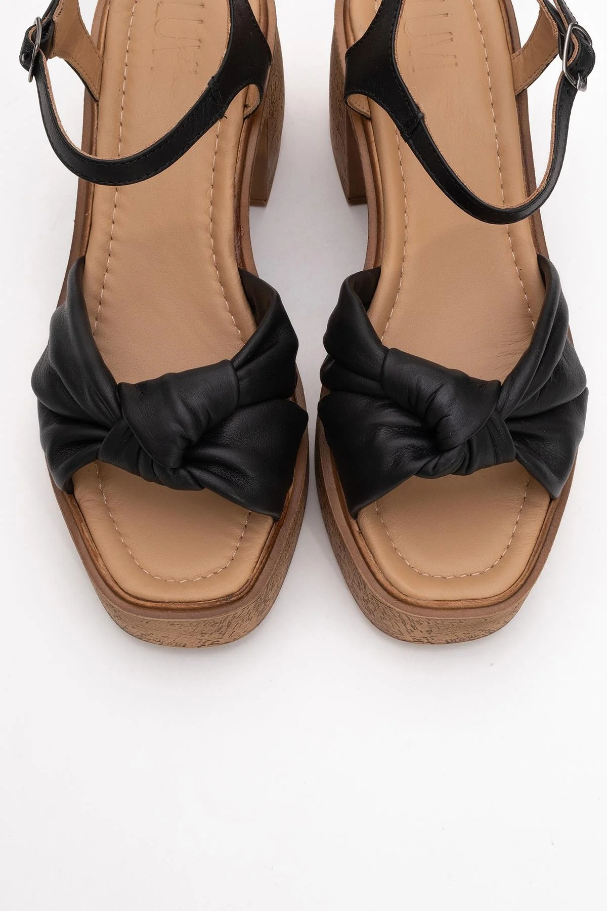 Tily - Black Platform Wedge Leather Sandal (Women) - Image 2