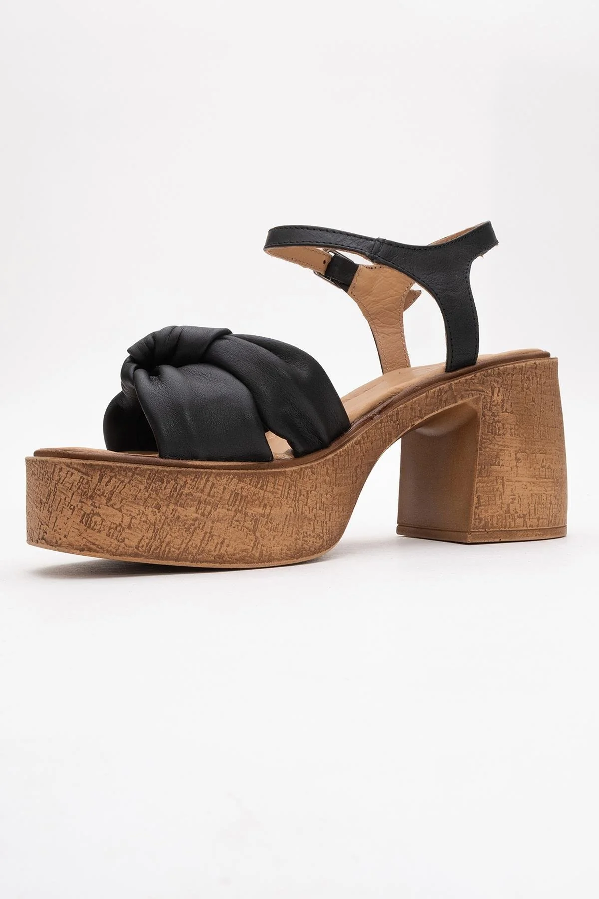 Tily - Black Platform Wedge Leather Sandal (Women) - Image 4