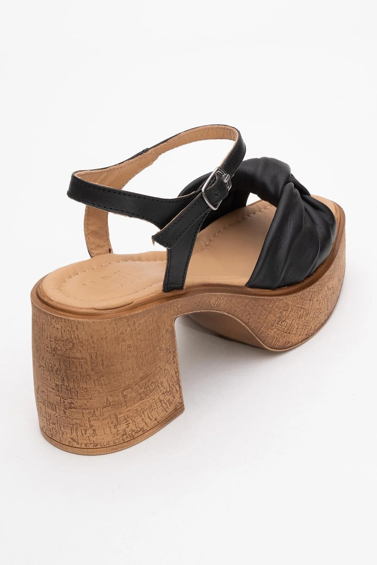 Tily - Black Platform Wedge Leather Sandal (Women) - Image 5