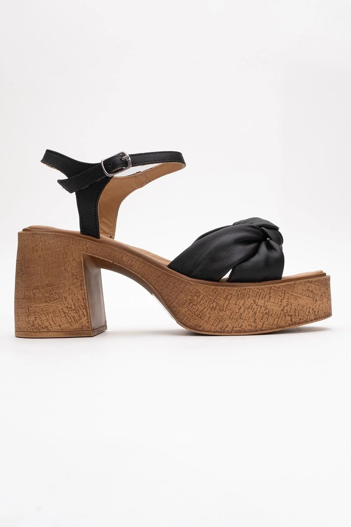 Tily - Black Platform Wedge Leather Sandal (Women) - Image 6