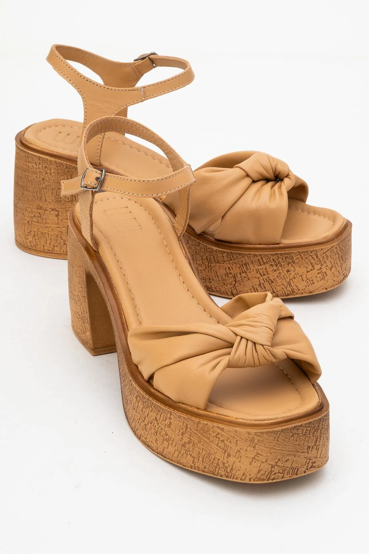Tily - Cognac Platform Wedge Leather Sandal (Women)