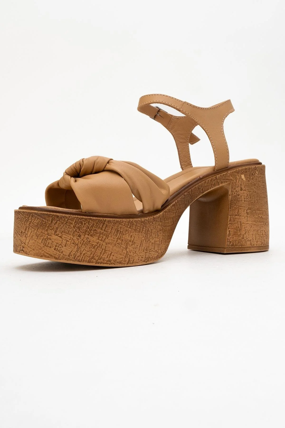 Tily - Cognac Platform Wedge Leather Sandal (Women) - Image 4