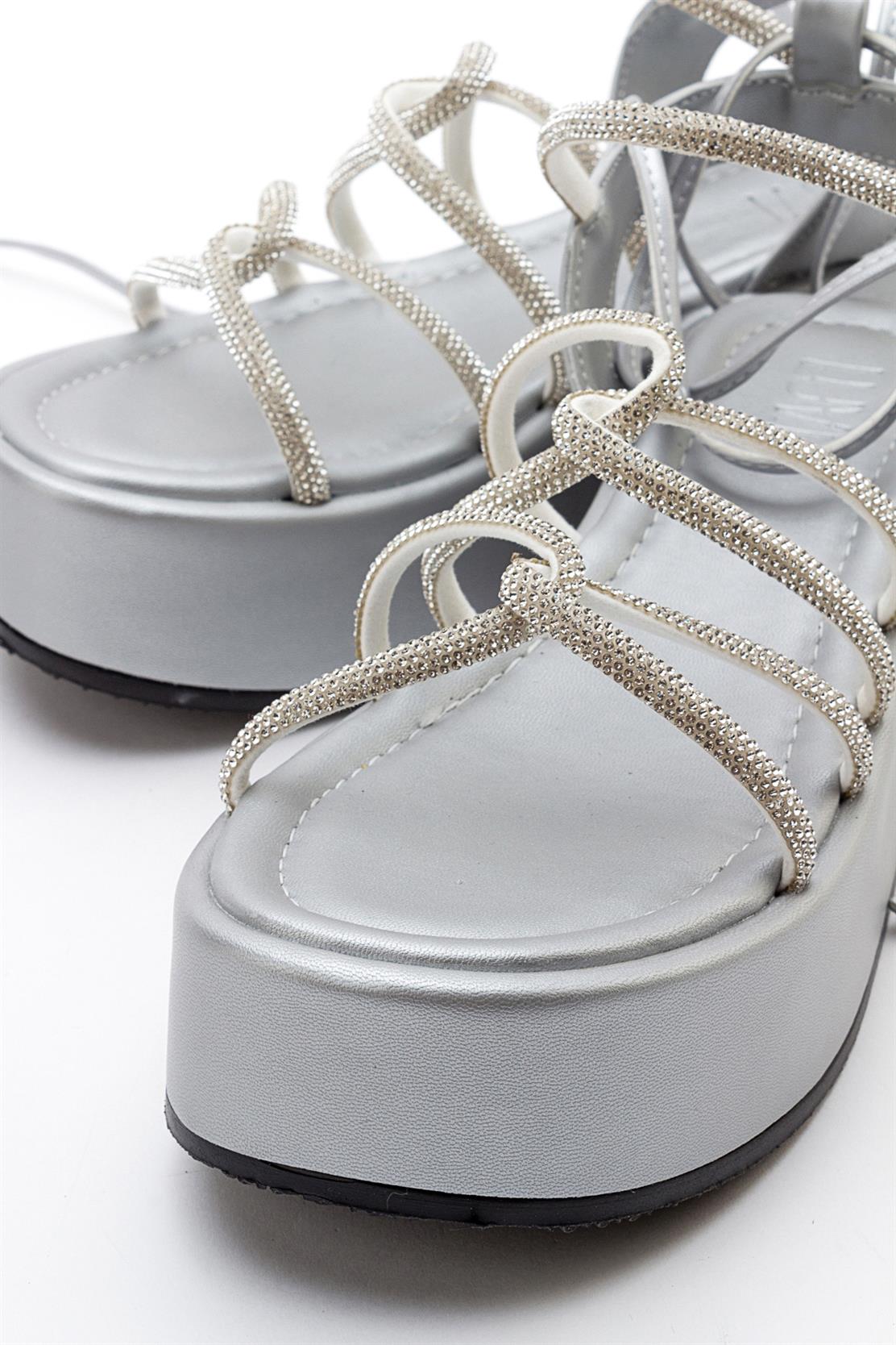 Titan - Gray Stone-Embellished Ankle-Tie Chunky Platform Sandal (Women) - Image 2