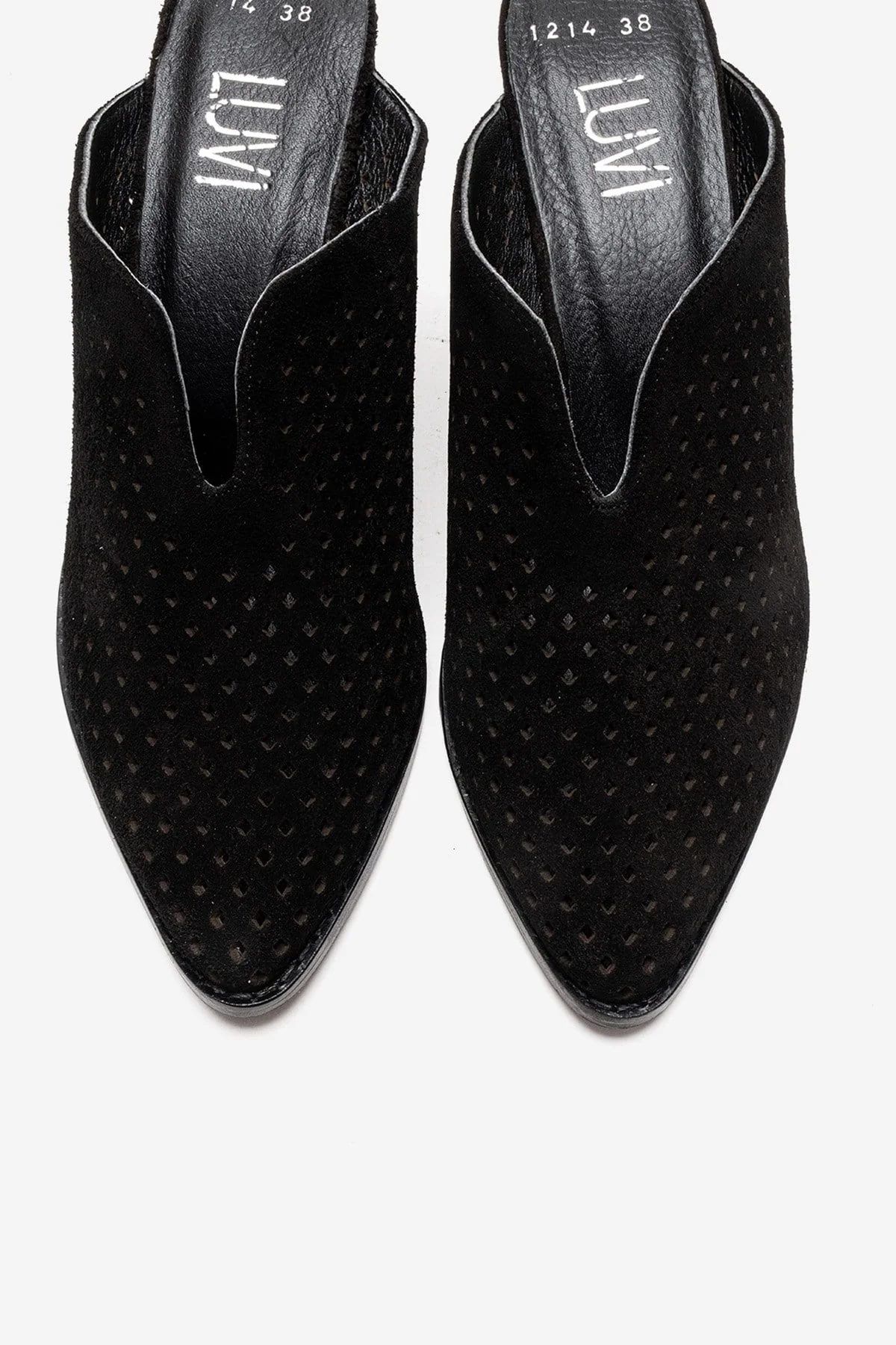 TOEN - Black Genuine Suede Leather Block Heel Mule (Women) - Image 2