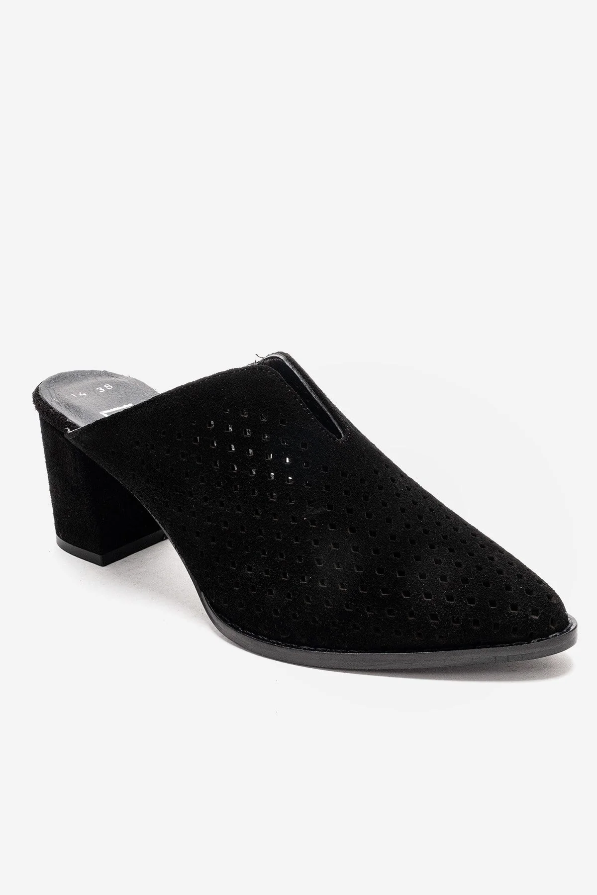 TOEN - Black Genuine Suede Leather Block Heel Mule (Women) - Image 3