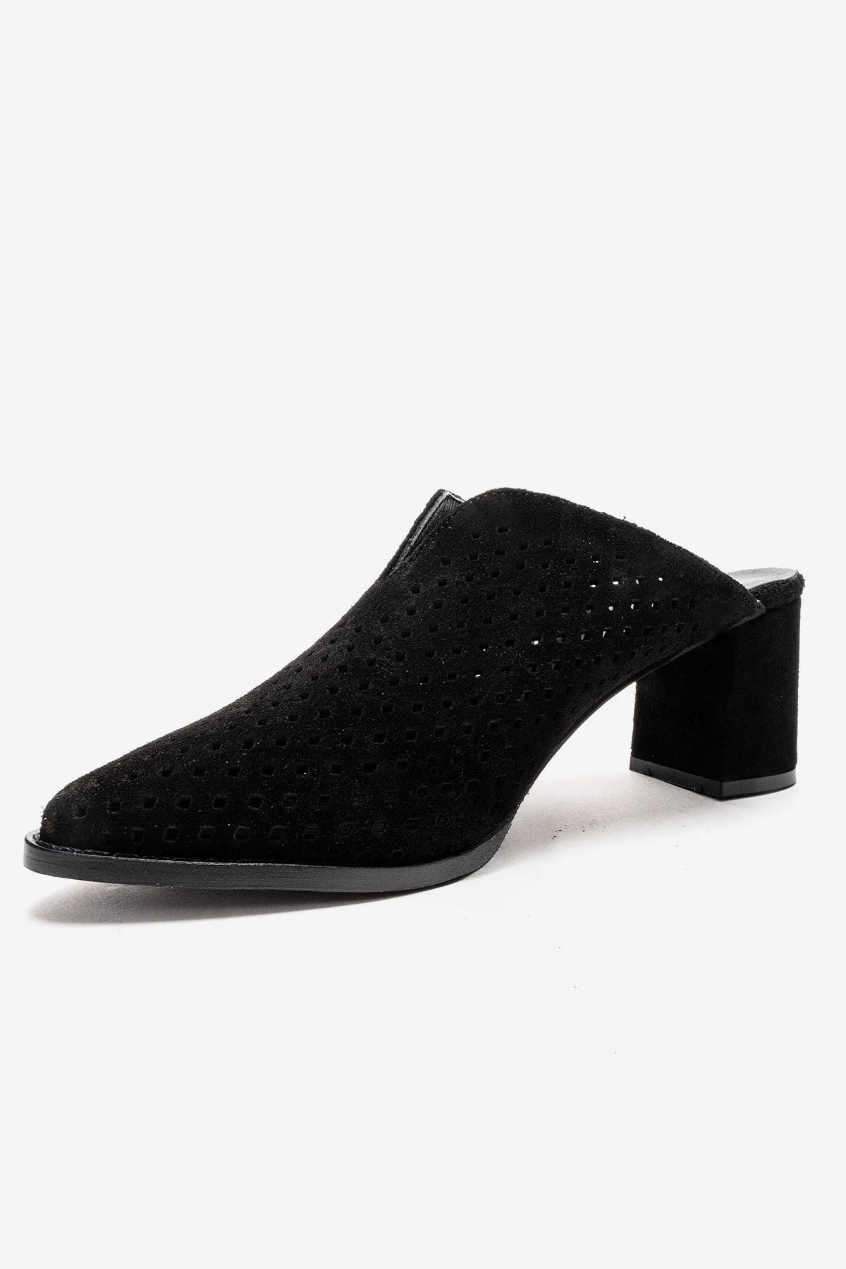 TOEN - Black Genuine Suede Leather Block Heel Mule (Women) - Image 6