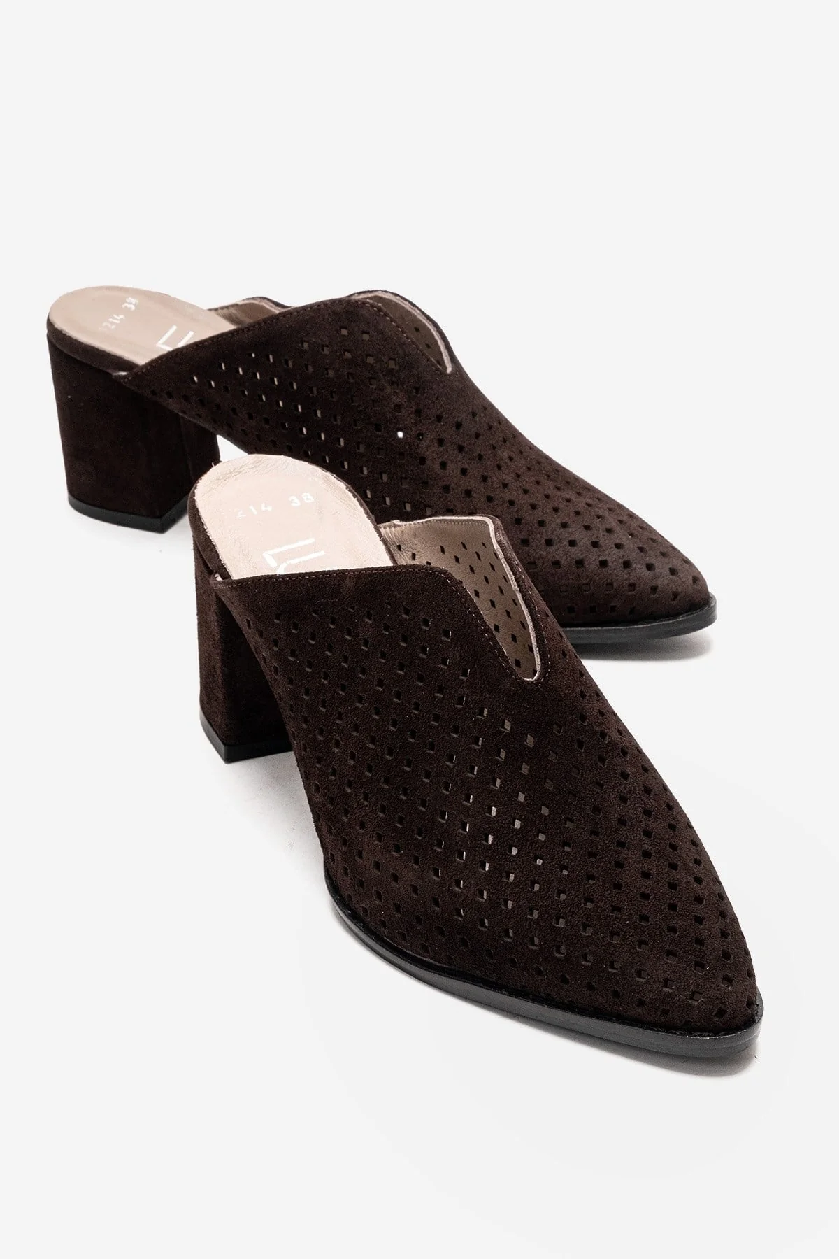 TOEN - Brown Genuine Leather Block Heel Mule (Women)