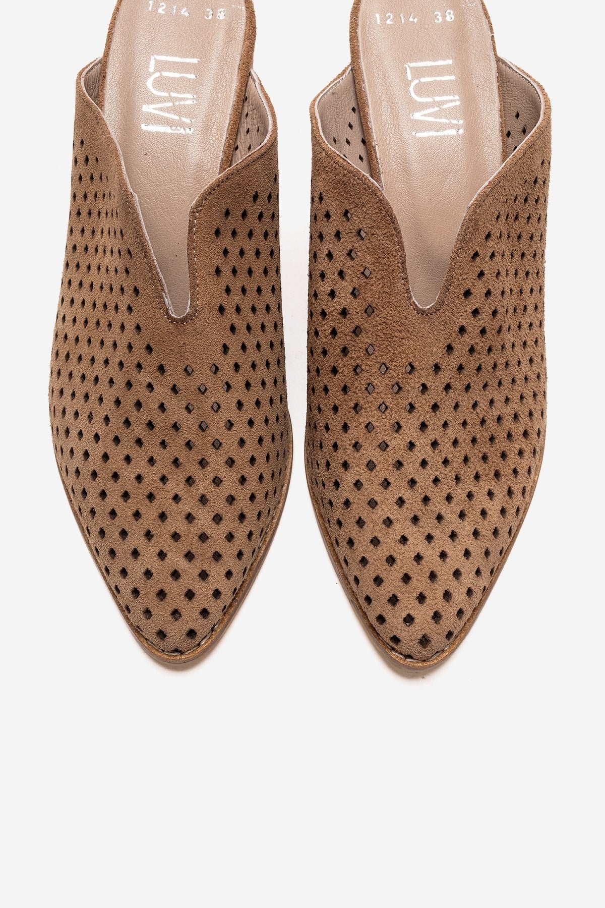 TOEN - Camel Genuine Leather Block Heel Mule (Women) - Image 2