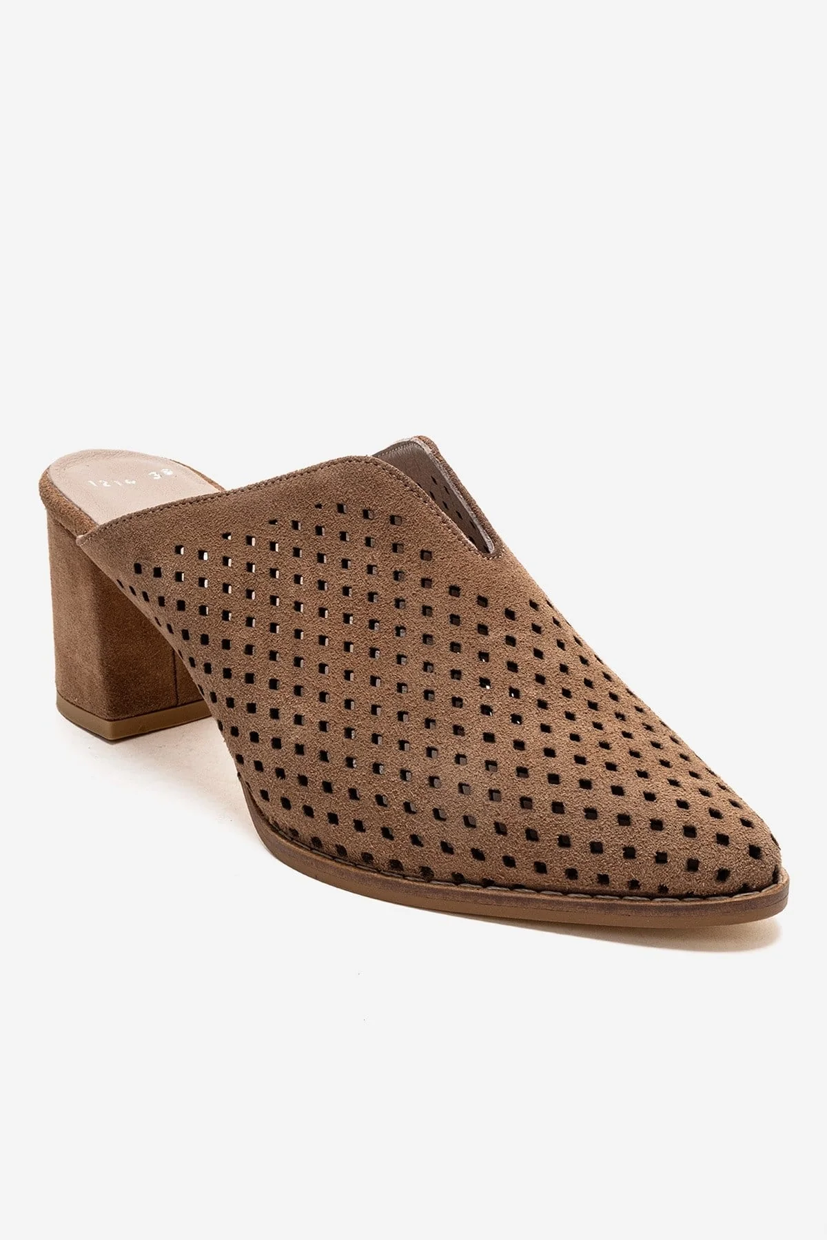 TOEN - Camel Genuine Leather Block Heel Mule (Women) - Image 3
