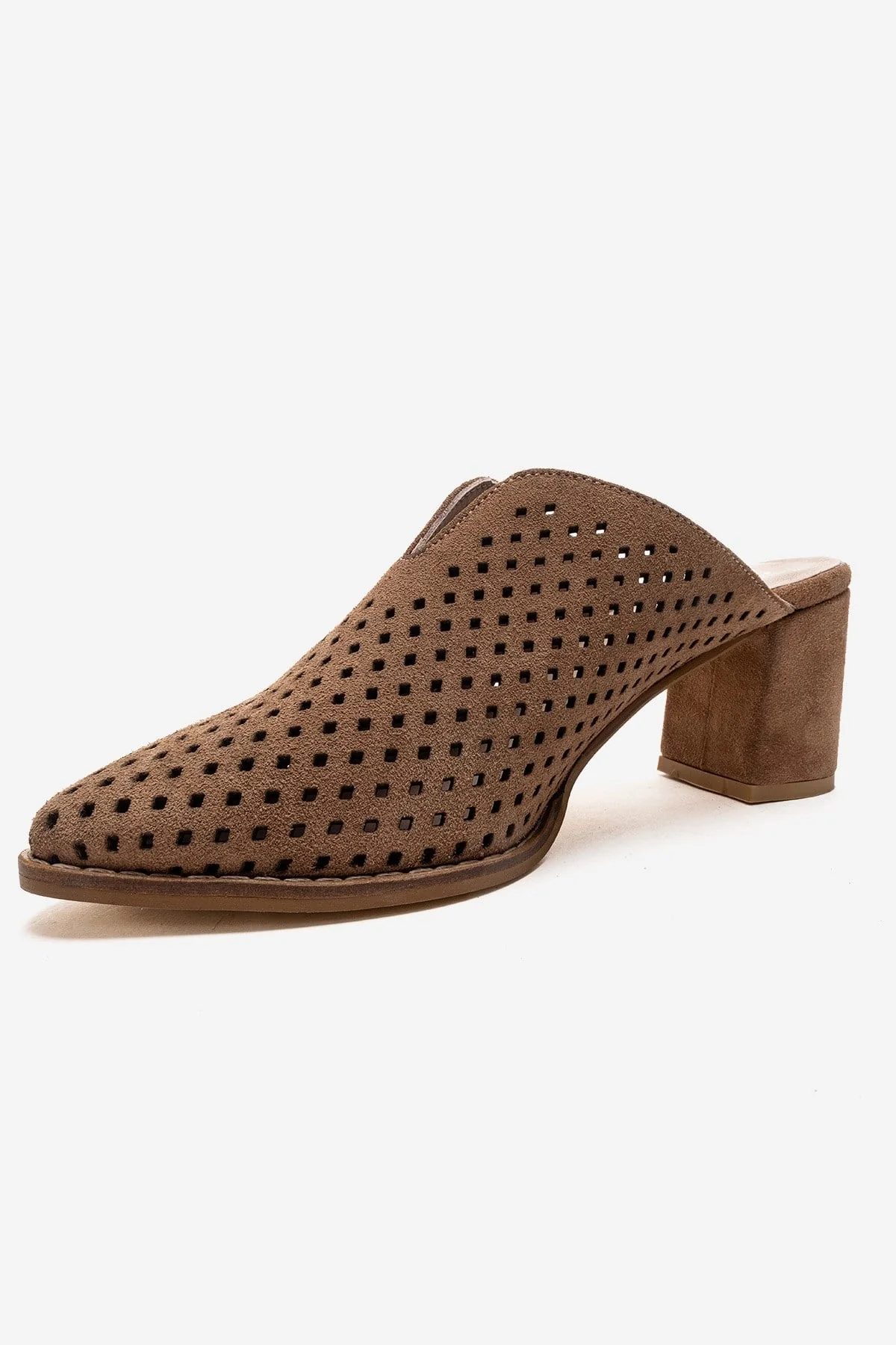 TOEN - Camel Genuine Leather Block Heel Mule (Women) - Image 6