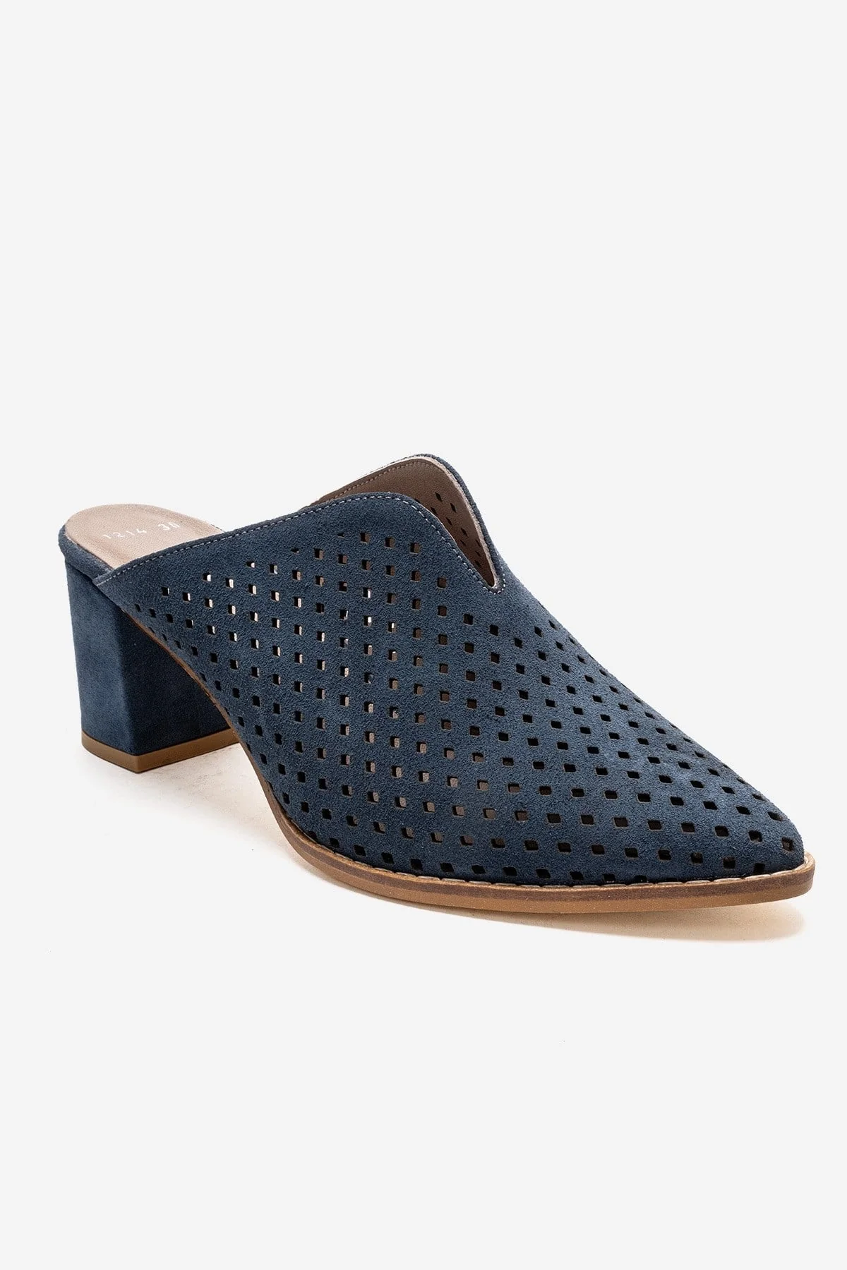 TOEN - Denim Blue Genuine Leather Block Heel Mule (Women) - Image 3