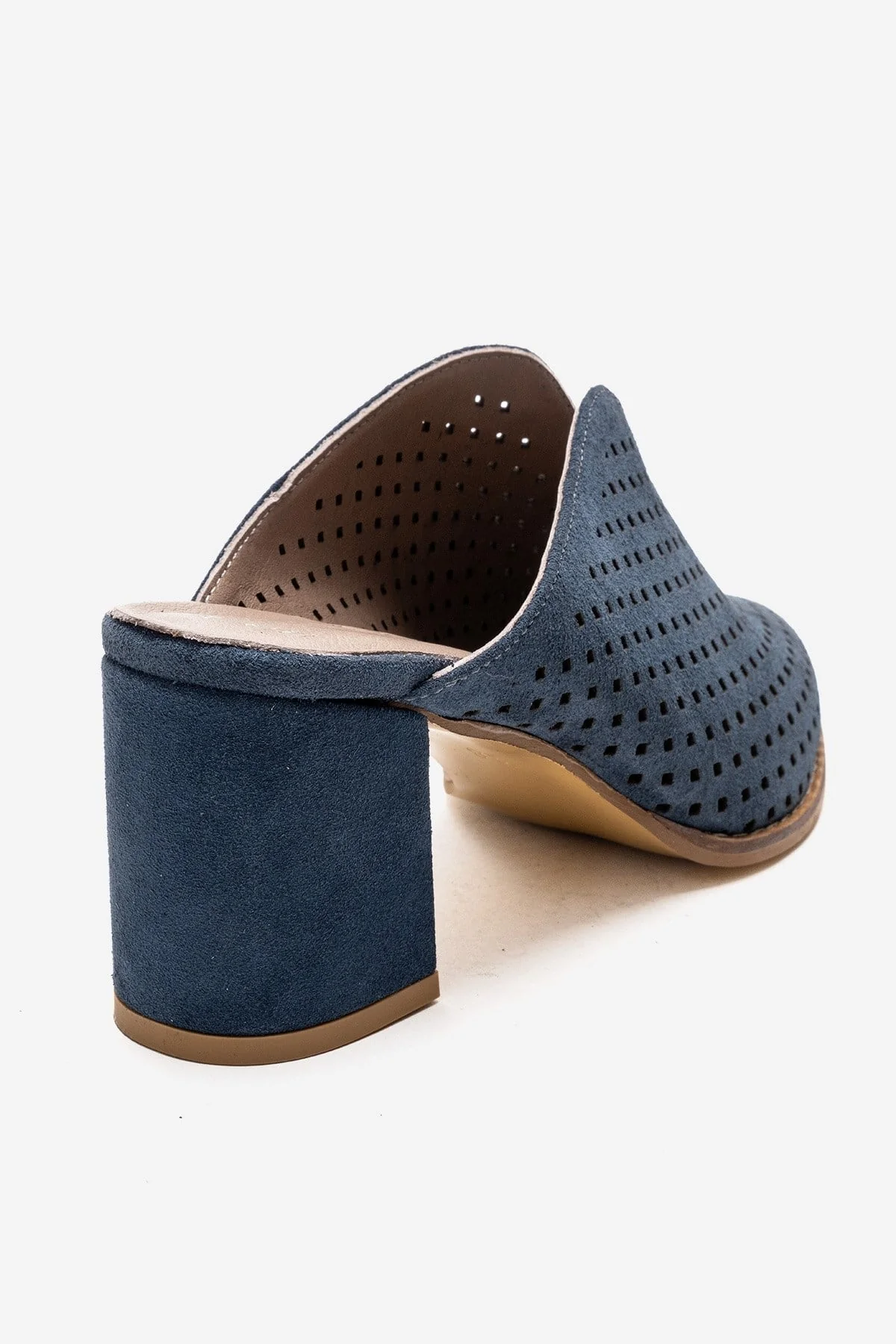 TOEN - Denim Blue Genuine Leather Block Heel Mule (Women) - Image 5