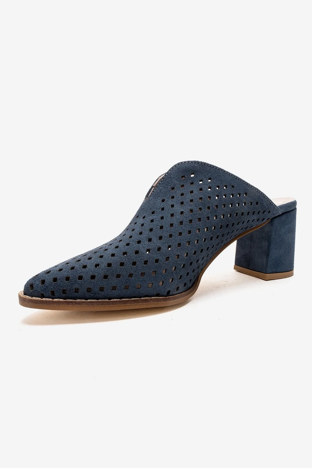 TOEN - Denim Blue Genuine Leather Block Heel Mule (Women) - Image 6