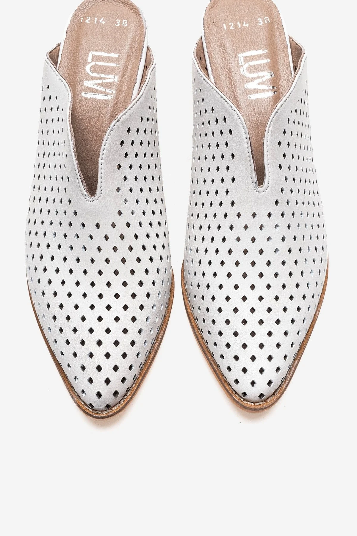 TOEN - White Genuine Leather Block Heel Mule (Women) - Image 2
