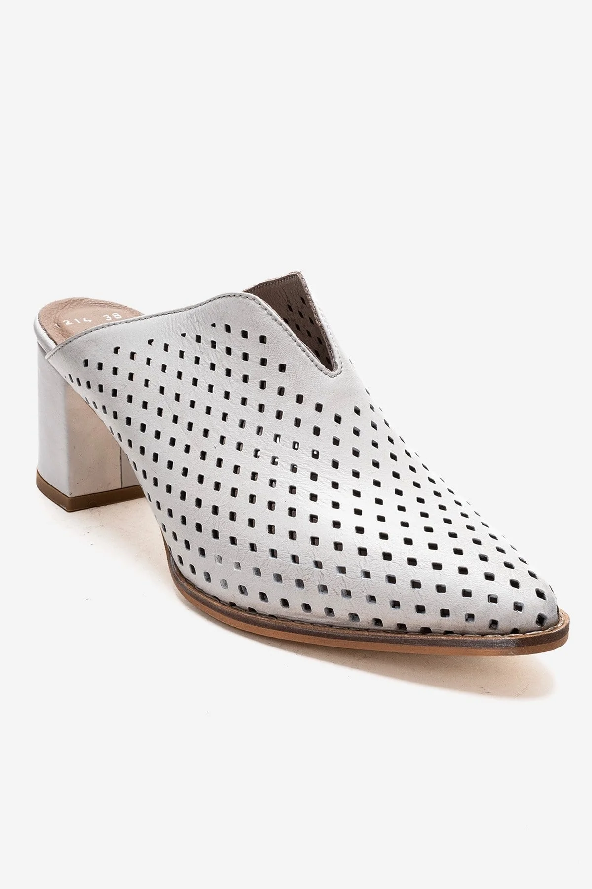 TOEN - White Genuine Leather Block Heel Mule (Women) - Image 3