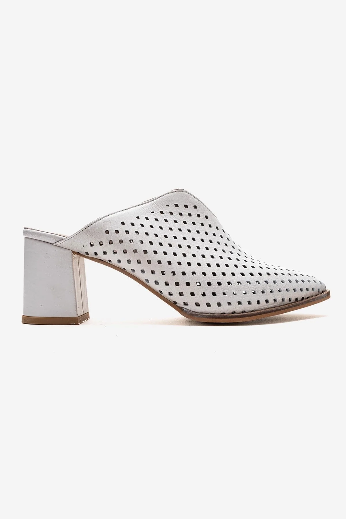TOEN - White Genuine Leather Block Heel Mule (Women) - Image 4