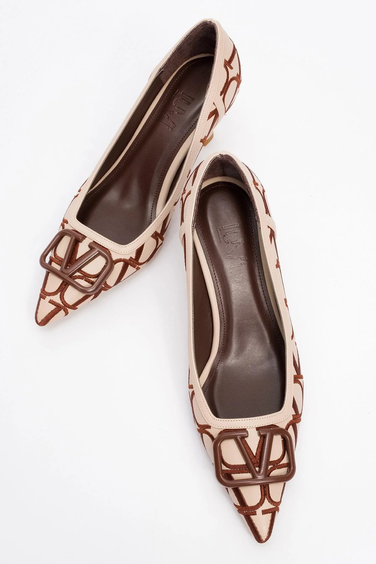 Togo - Beige-Cognac Heeled Shoe (Women) - Image 2