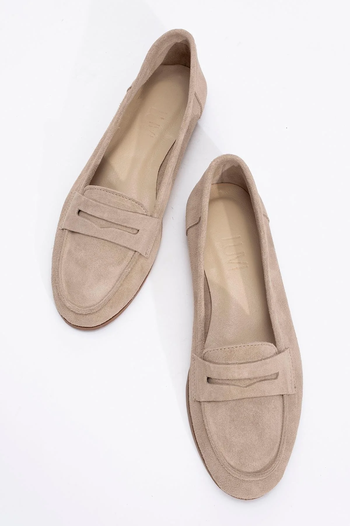 Tory - Beige Suede Genuine Leather Loafer Shoe (Women) - Image 2