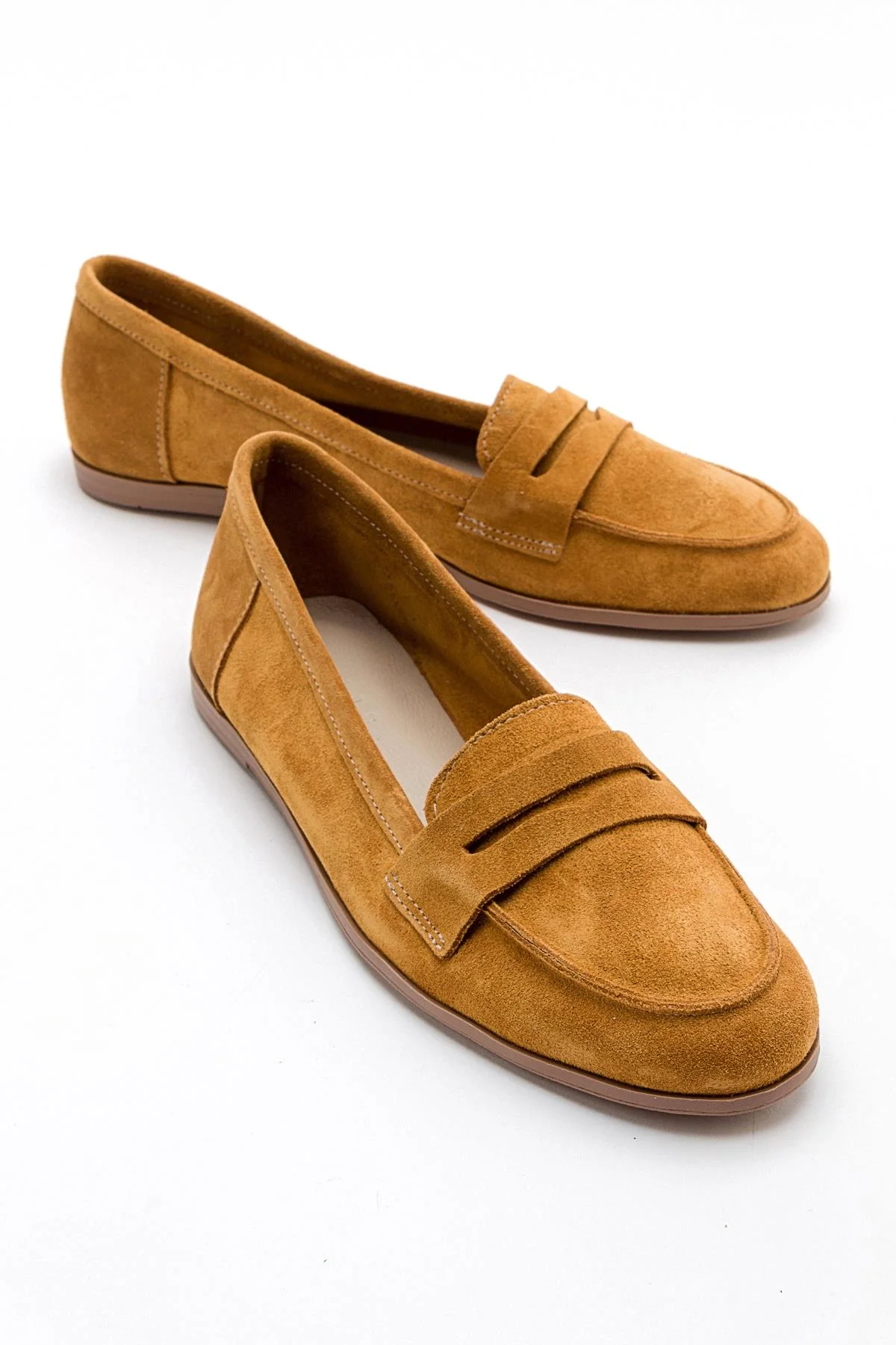 Tory - Mustard Suede Genuine Leather Loafer Shoe (Women)