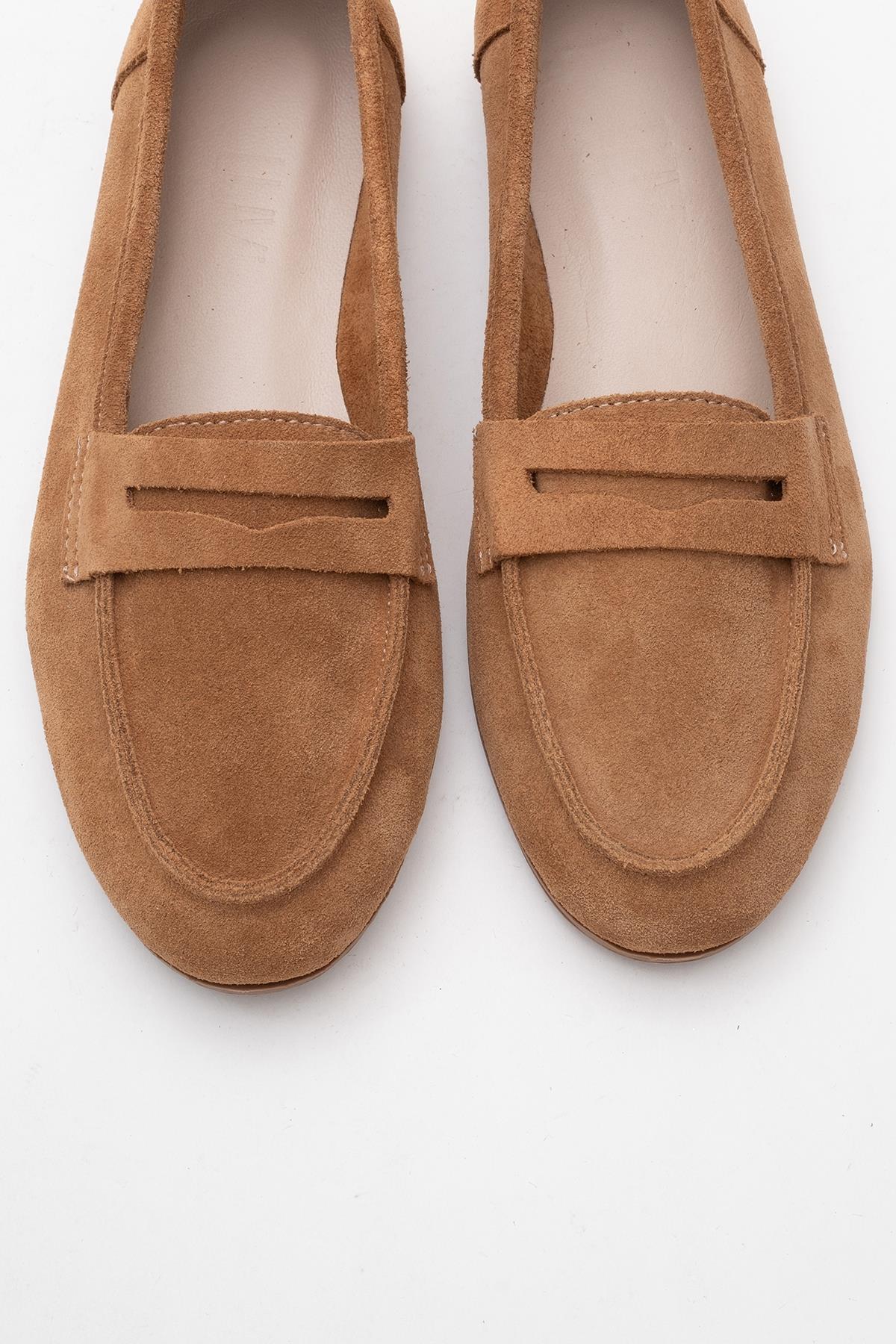Tory - Taupe Suede Genuine Leather Loafer Shoe (Women) - Image 2